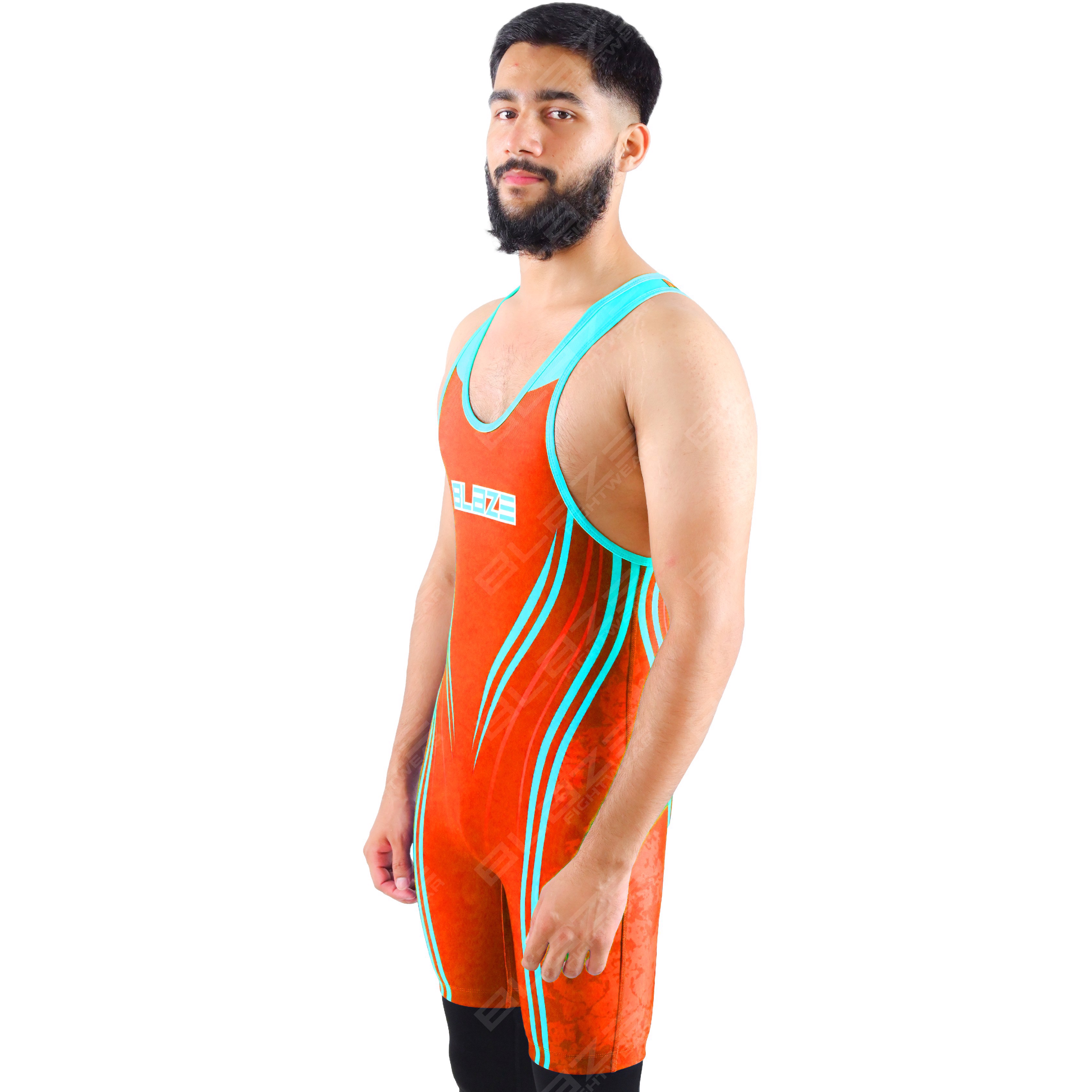  OEM men's high-elastic powerlifting singlet, one-piece style with a refined knitted design. - view 3
