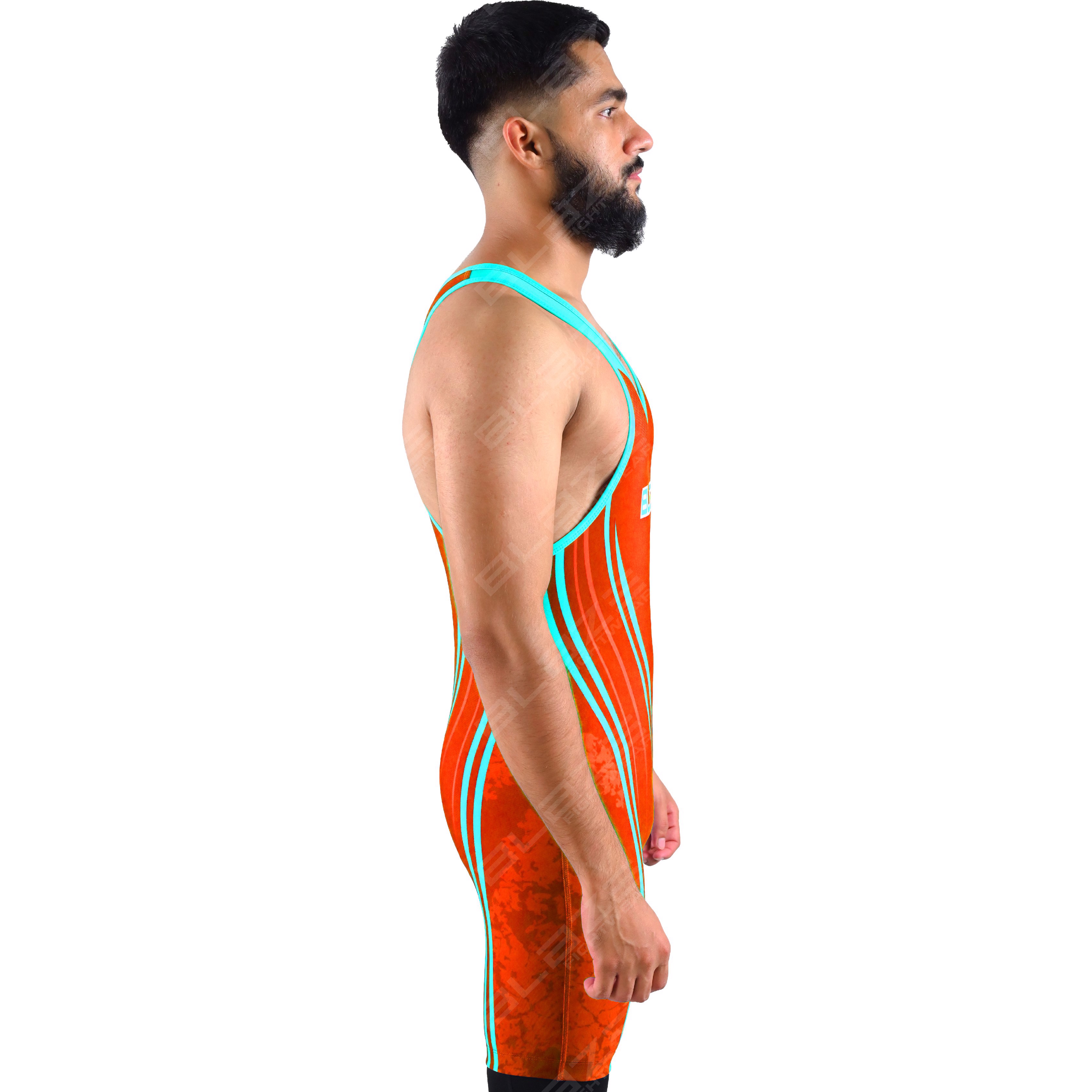  OEM men's high-elastic powerlifting singlet, one-piece style with a refined knitted design. - view 6