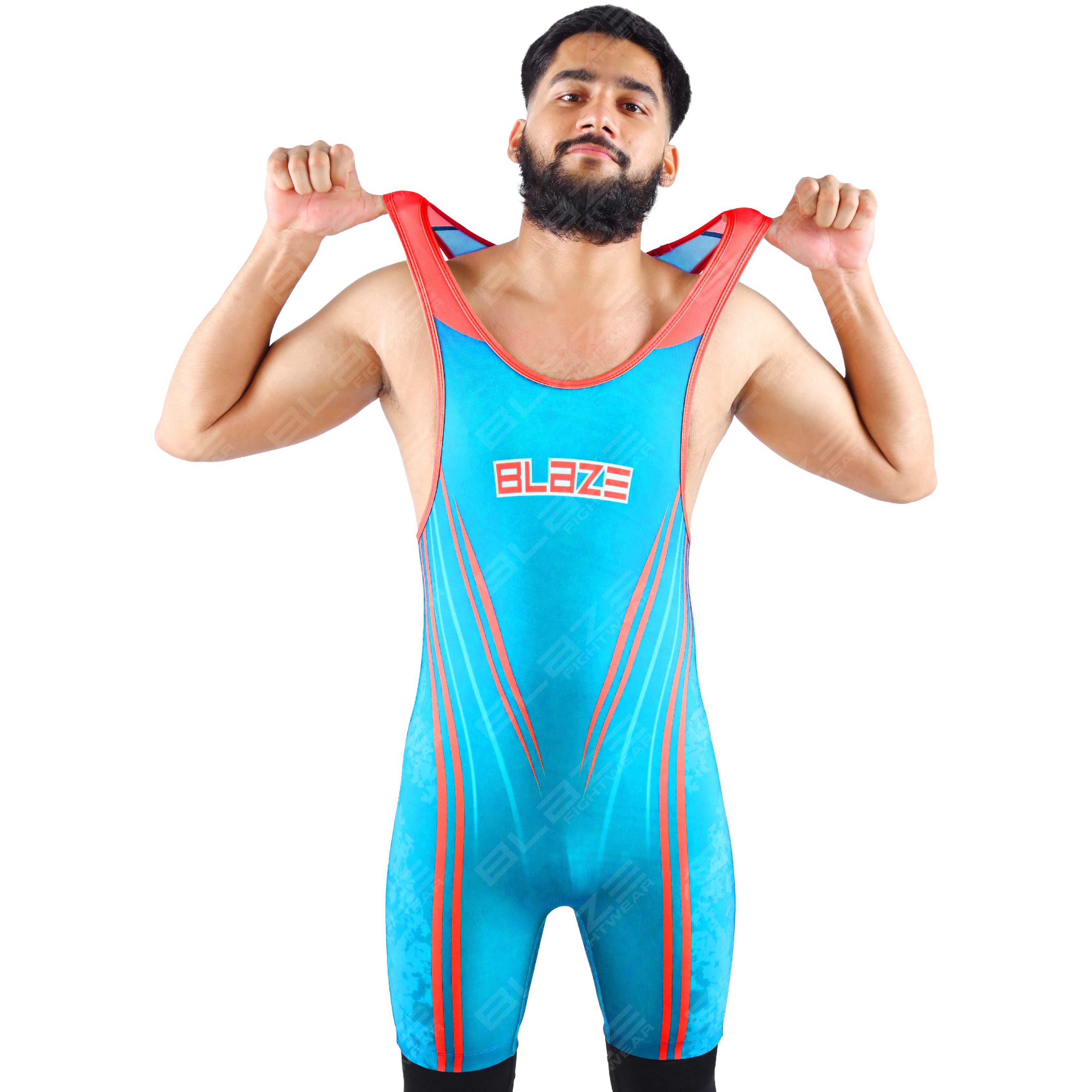  OEM men's high-stretch powerlifting singlet, one-piece design featuring a stylish knitted pattern.