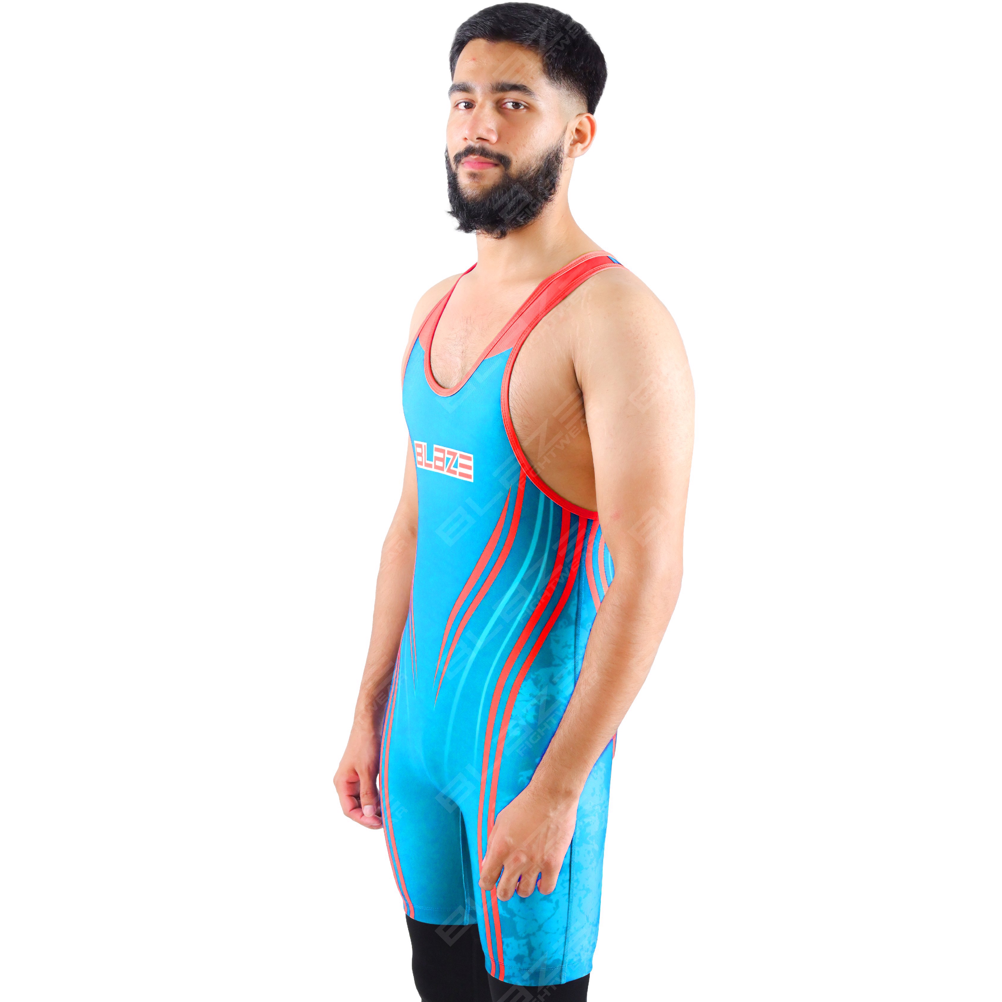  OEM men's high-stretch powerlifting singlet, one-piece design featuring a stylish knitted pattern. - view 2