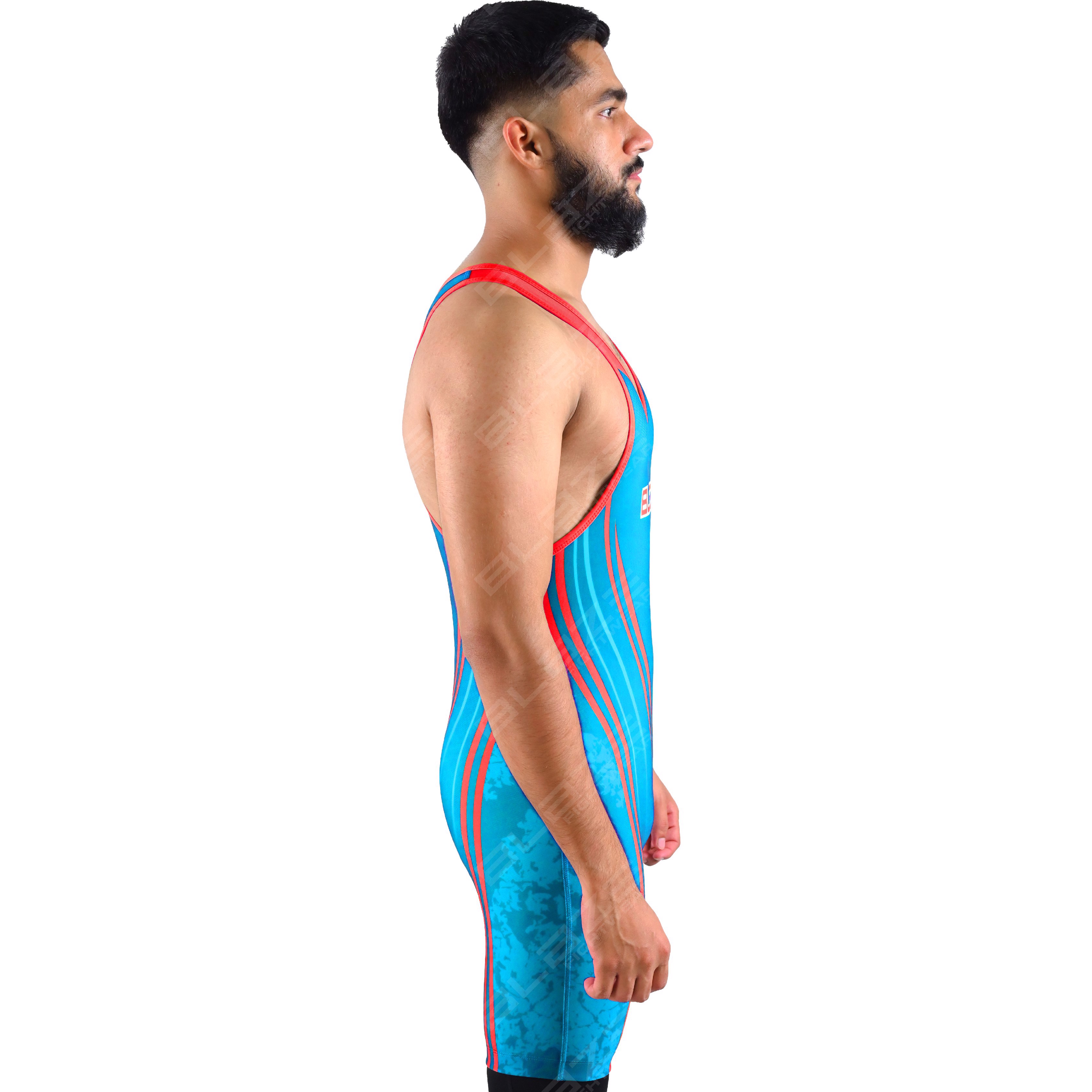  OEM men's high-stretch powerlifting singlet, one-piece design featuring a stylish knitted pattern. - view 6