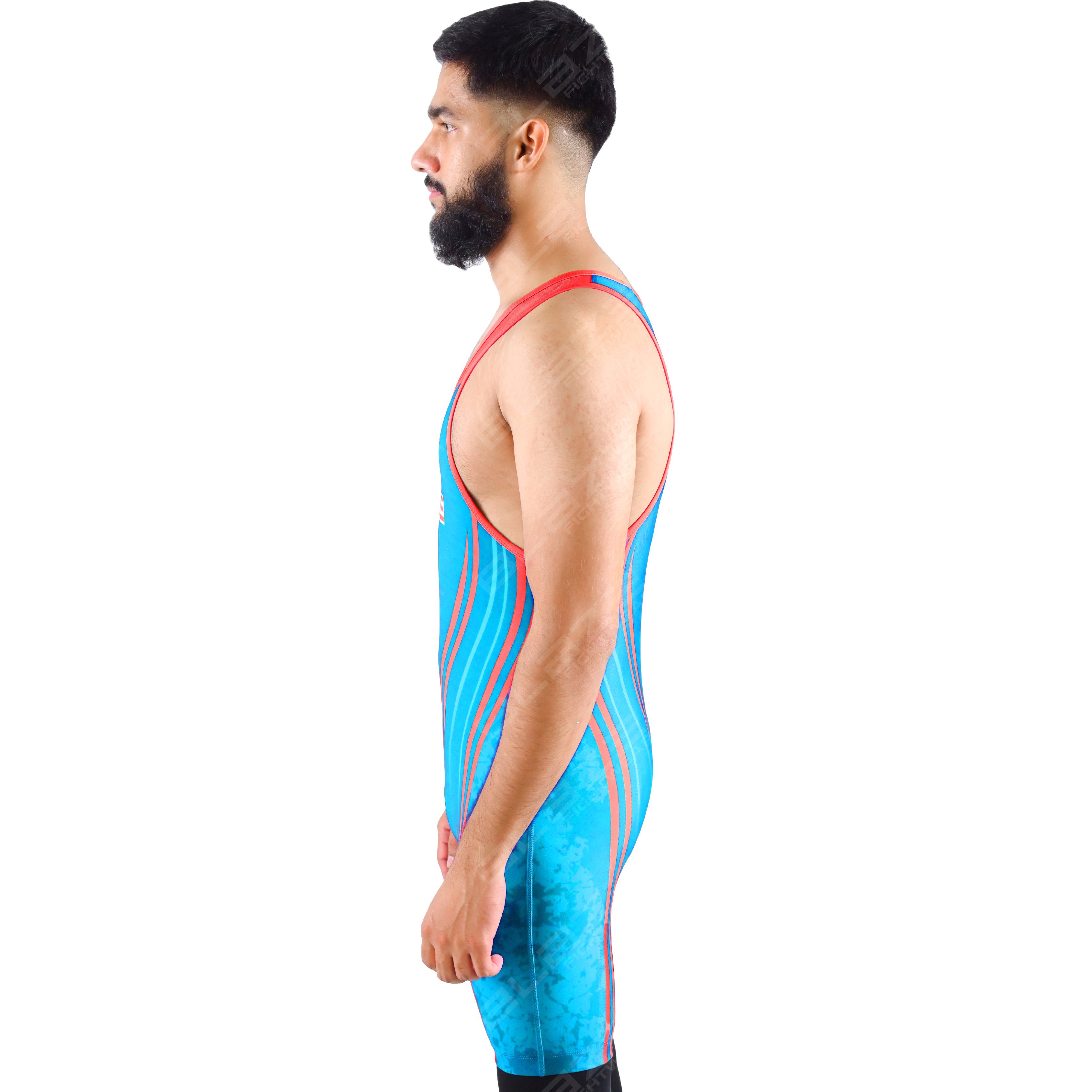  OEM men's high-stretch powerlifting singlet, one-piece design featuring a stylish knitted pattern. - view 7