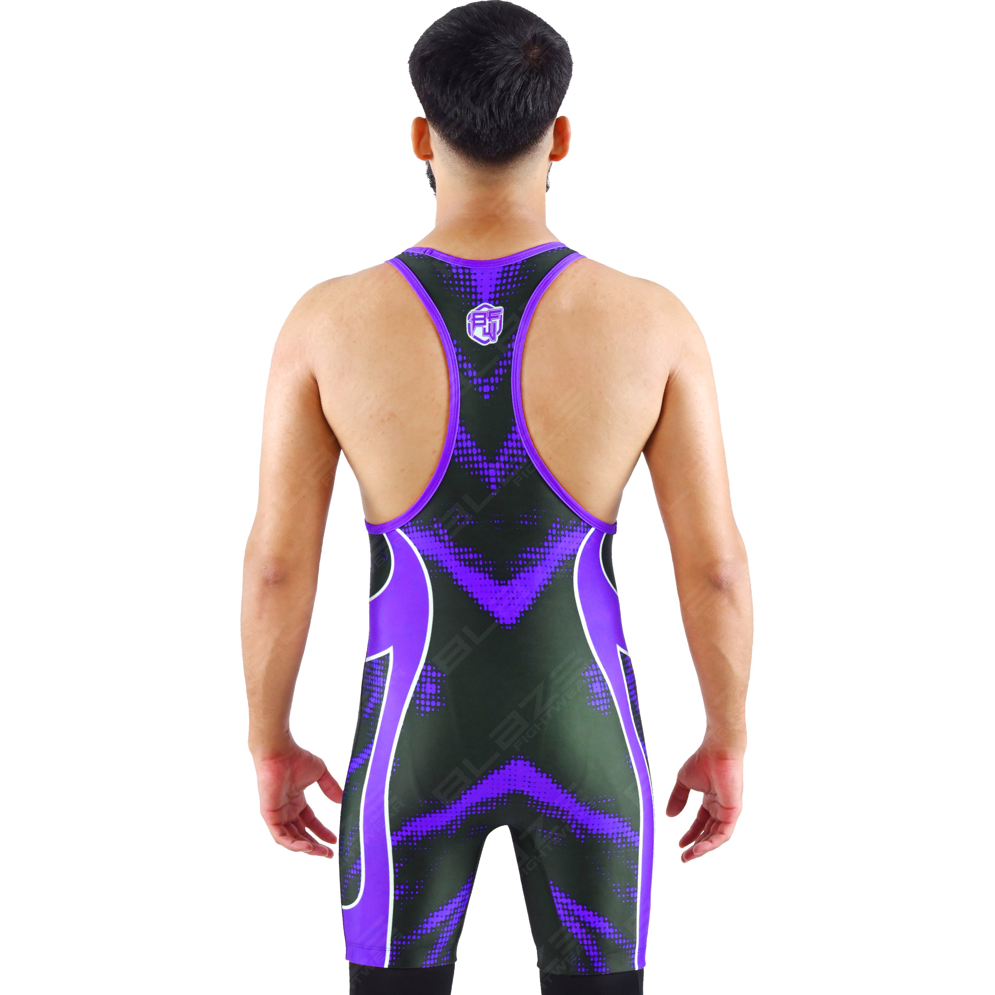  OEM men's high-elastic powerlifting singlet, one-piece garment with a chic knitted pattern.