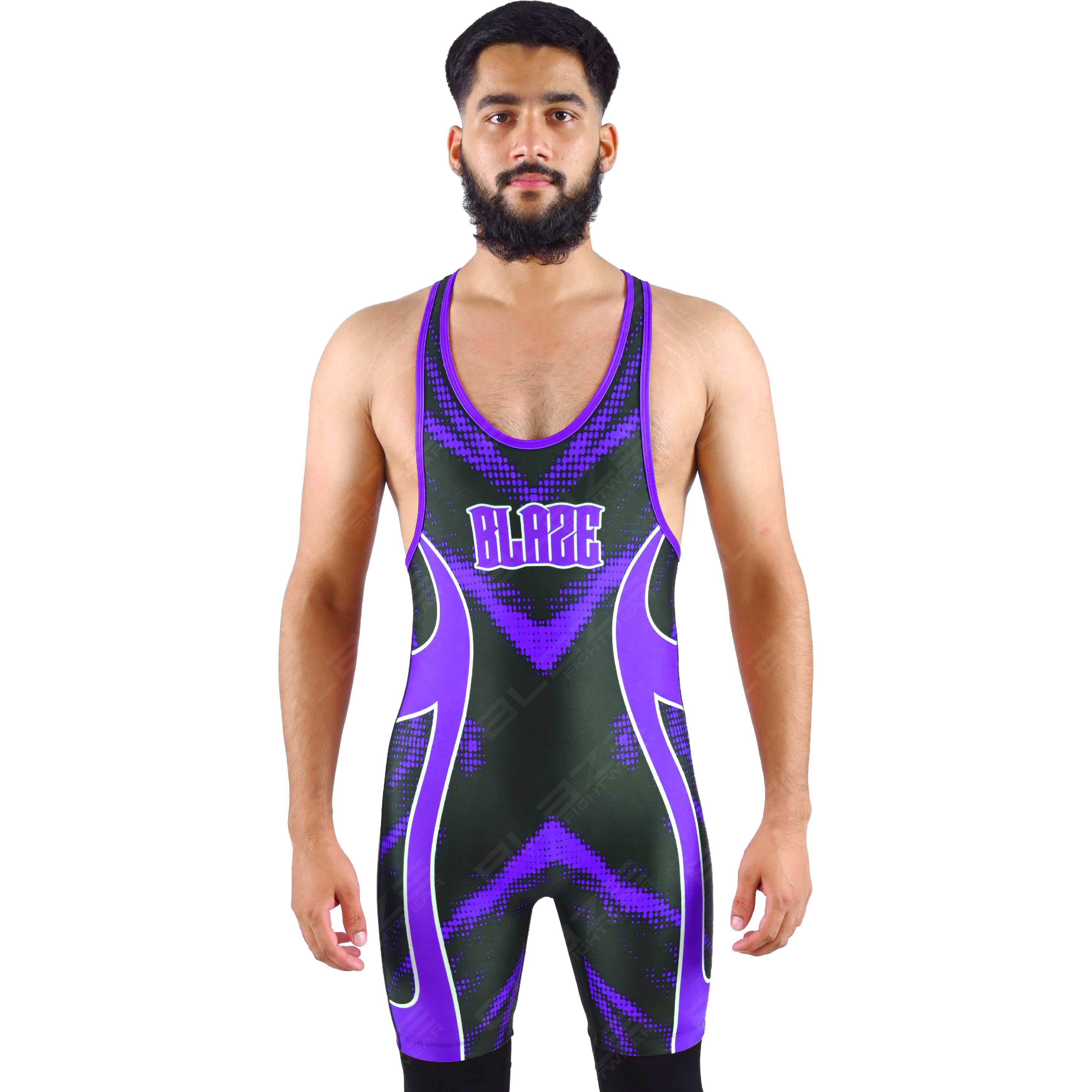  OEM men's high-elastic powerlifting singlet, one-piece garment with a chic knitted pattern. - view 5