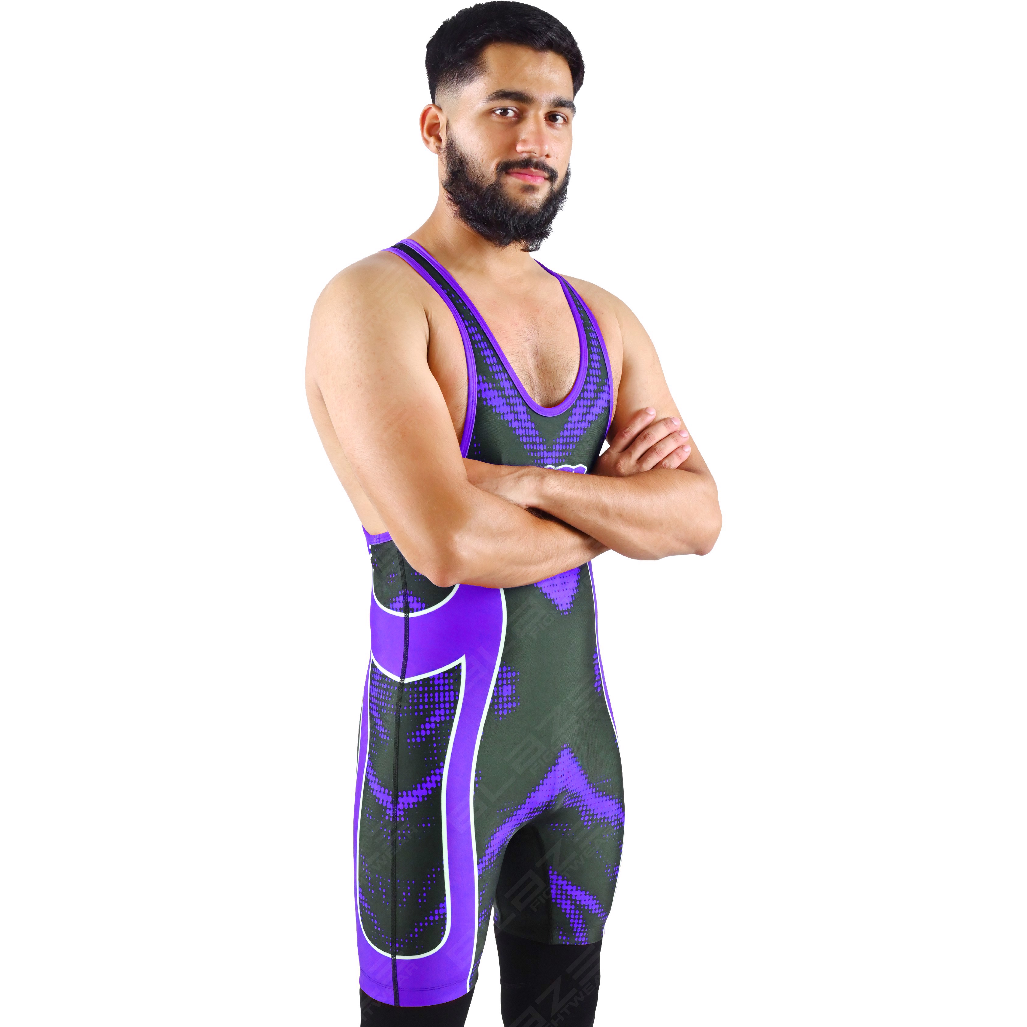  OEM men's high-elastic powerlifting singlet, one-piece garment with a chic knitted pattern. - view 6