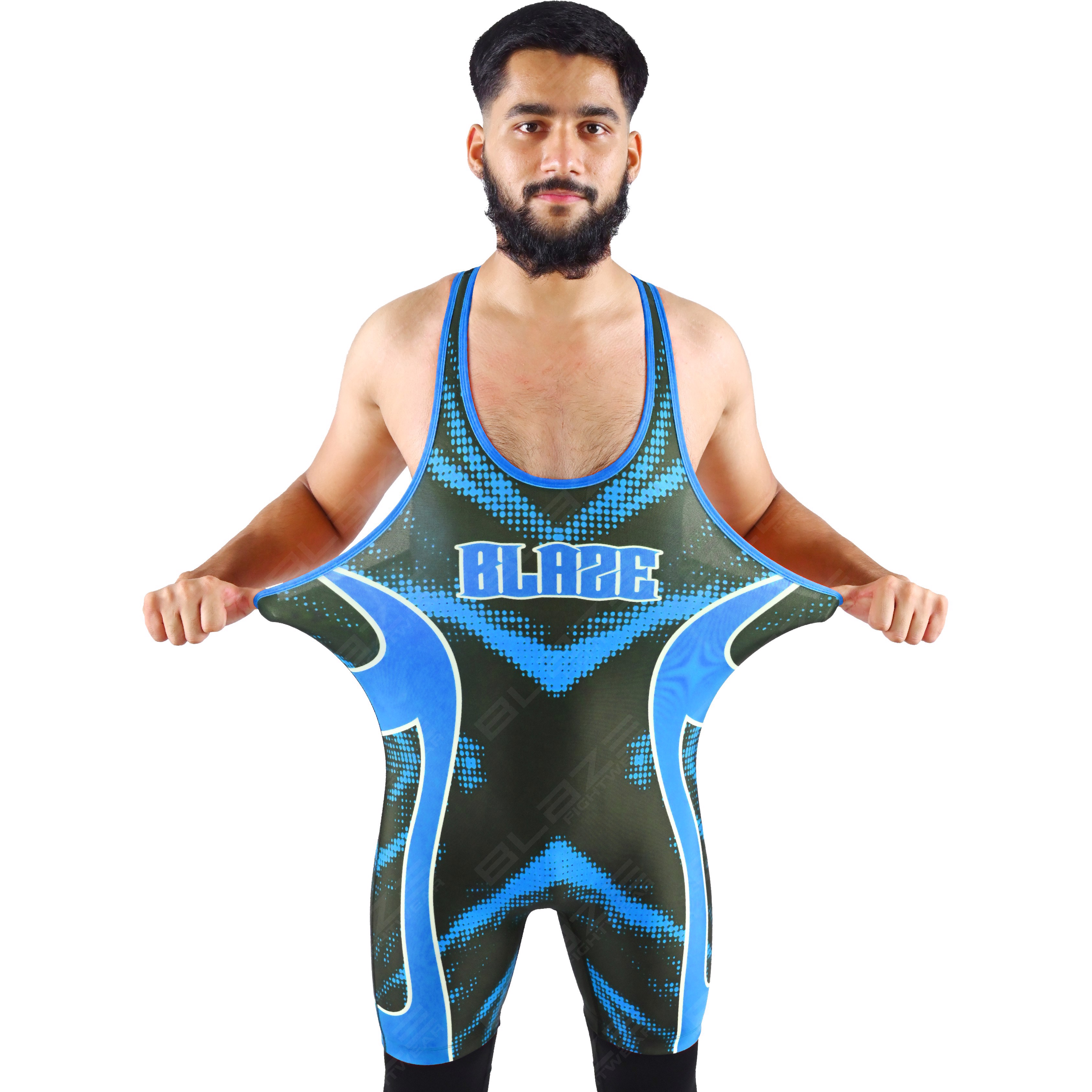  OEM men's high-elastic powerlifting singlet, one-piece garment with a chic knitted pattern. - view 8
