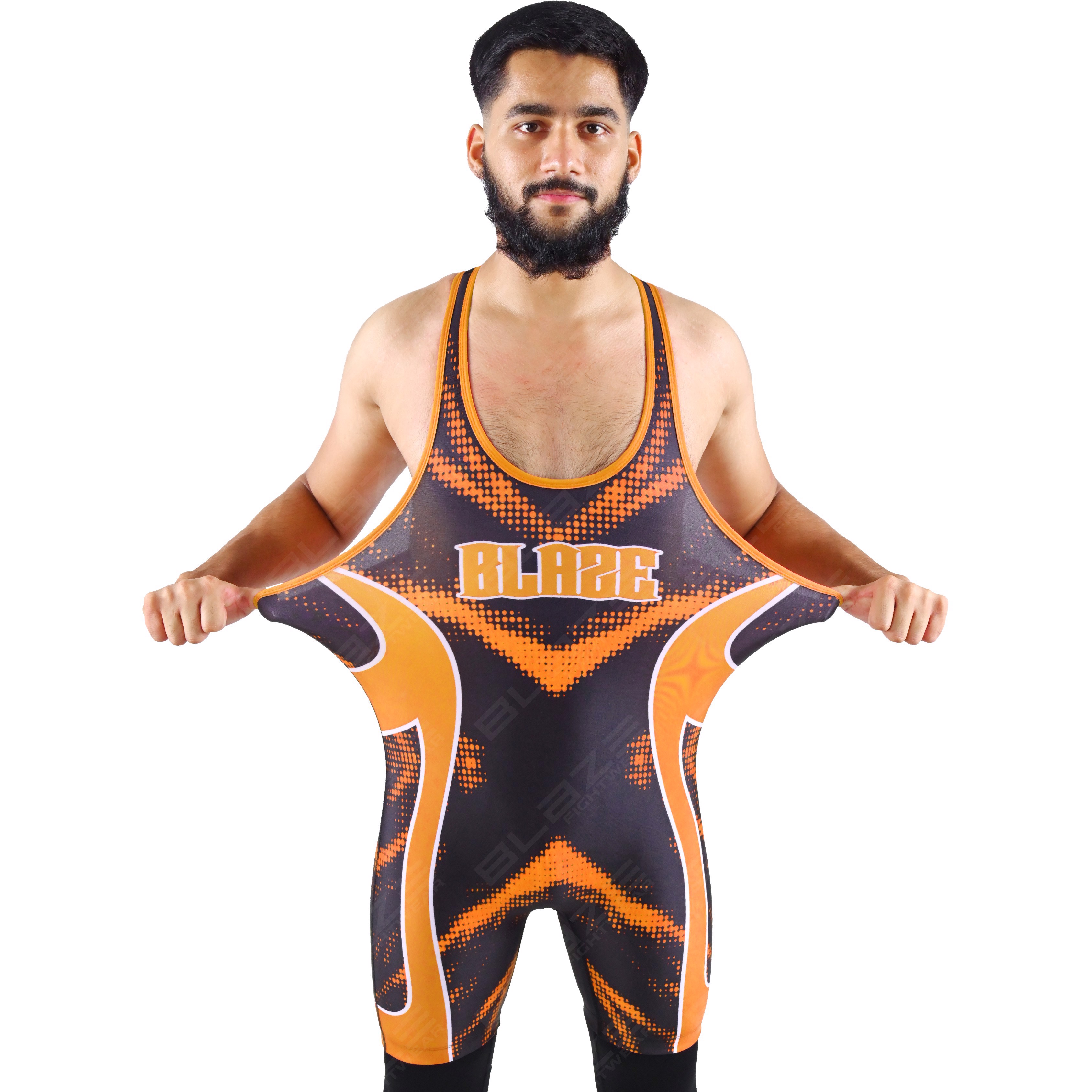  OEM men's high-elastic powerlifting singlet, one-piece garment with a chic knitted pattern. - view 10