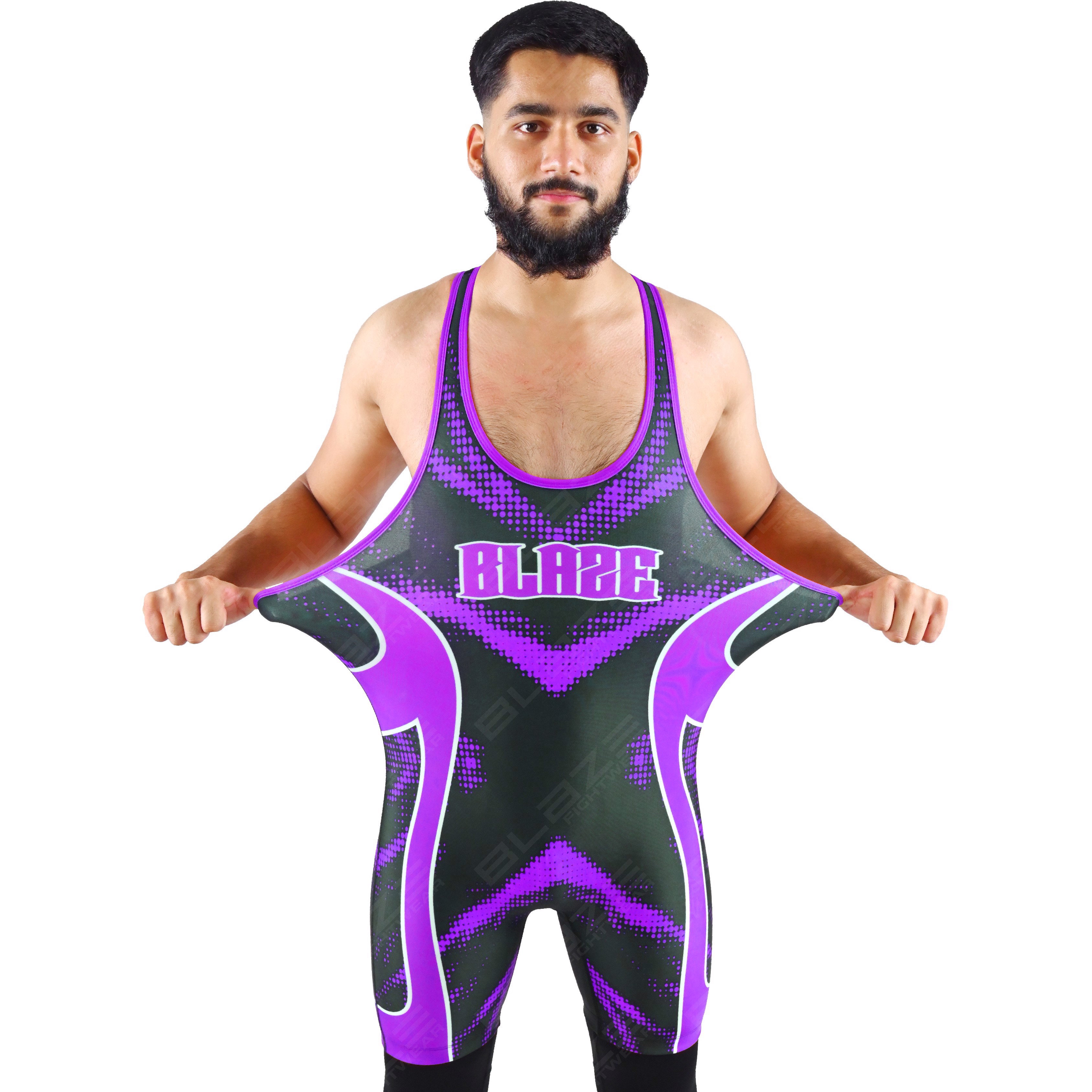  OEM men's high-elastic powerlifting singlet, one-piece garment with a chic knitted pattern. - view 12