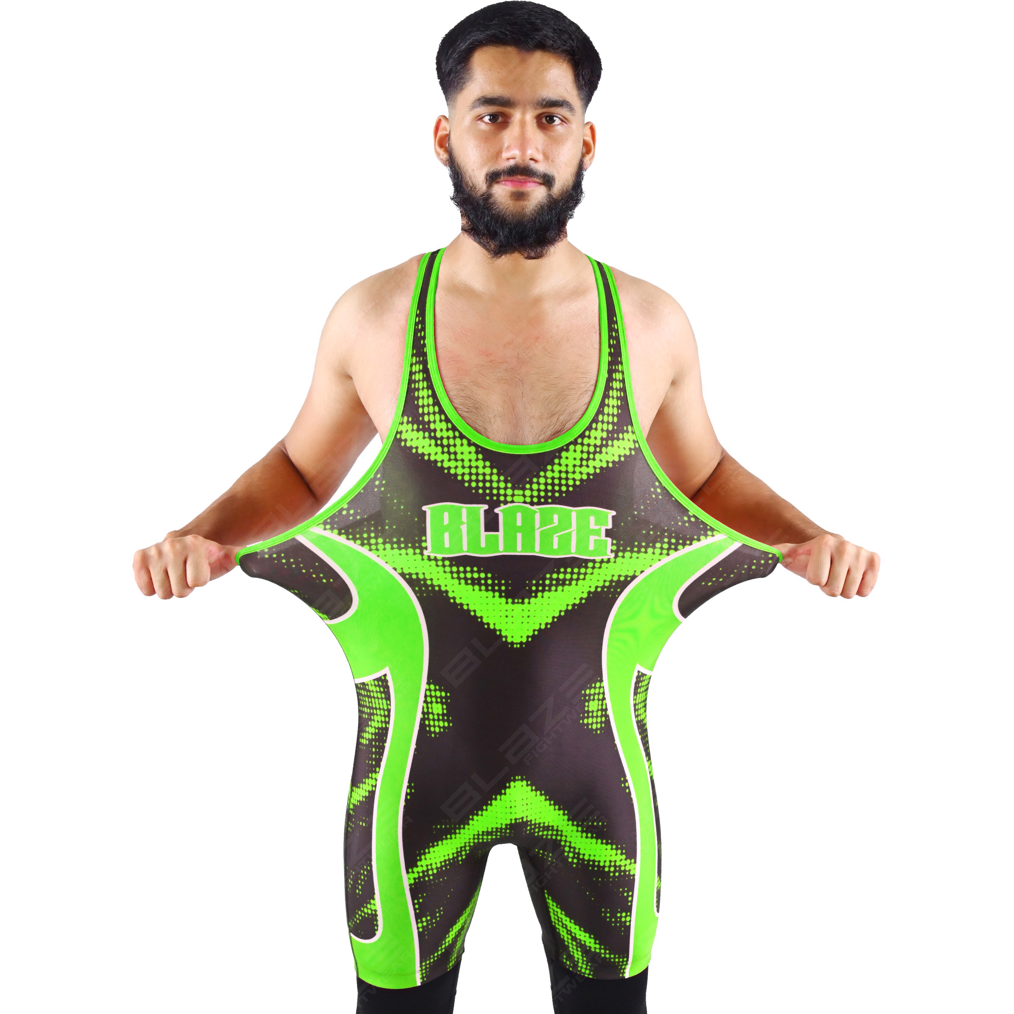  OEM men's high-elastic powerlifting singlet, one-piece garment with a chic knitted pattern. - view 14