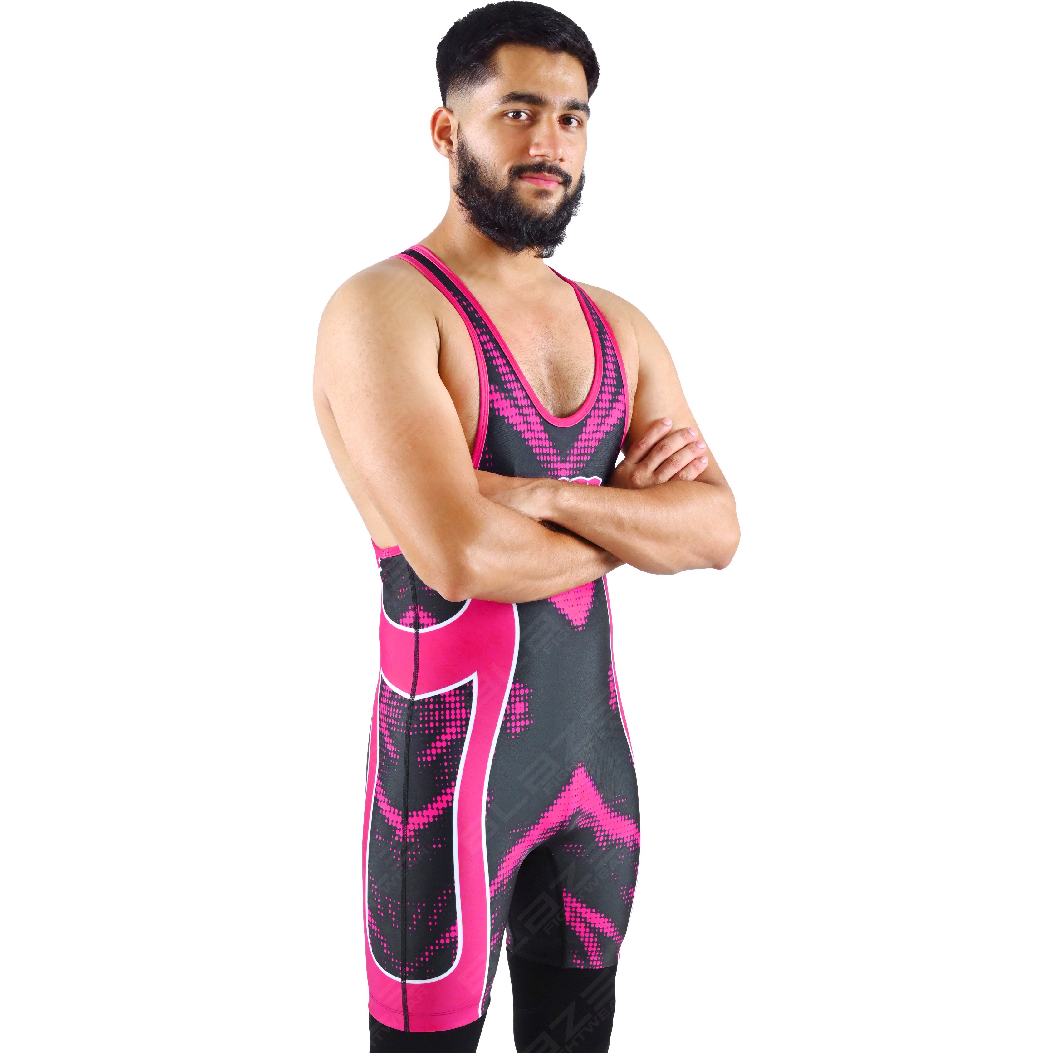 OEM men's high-stretch powerlifting singlet, one-piece attire featuring a trendy knitted design.