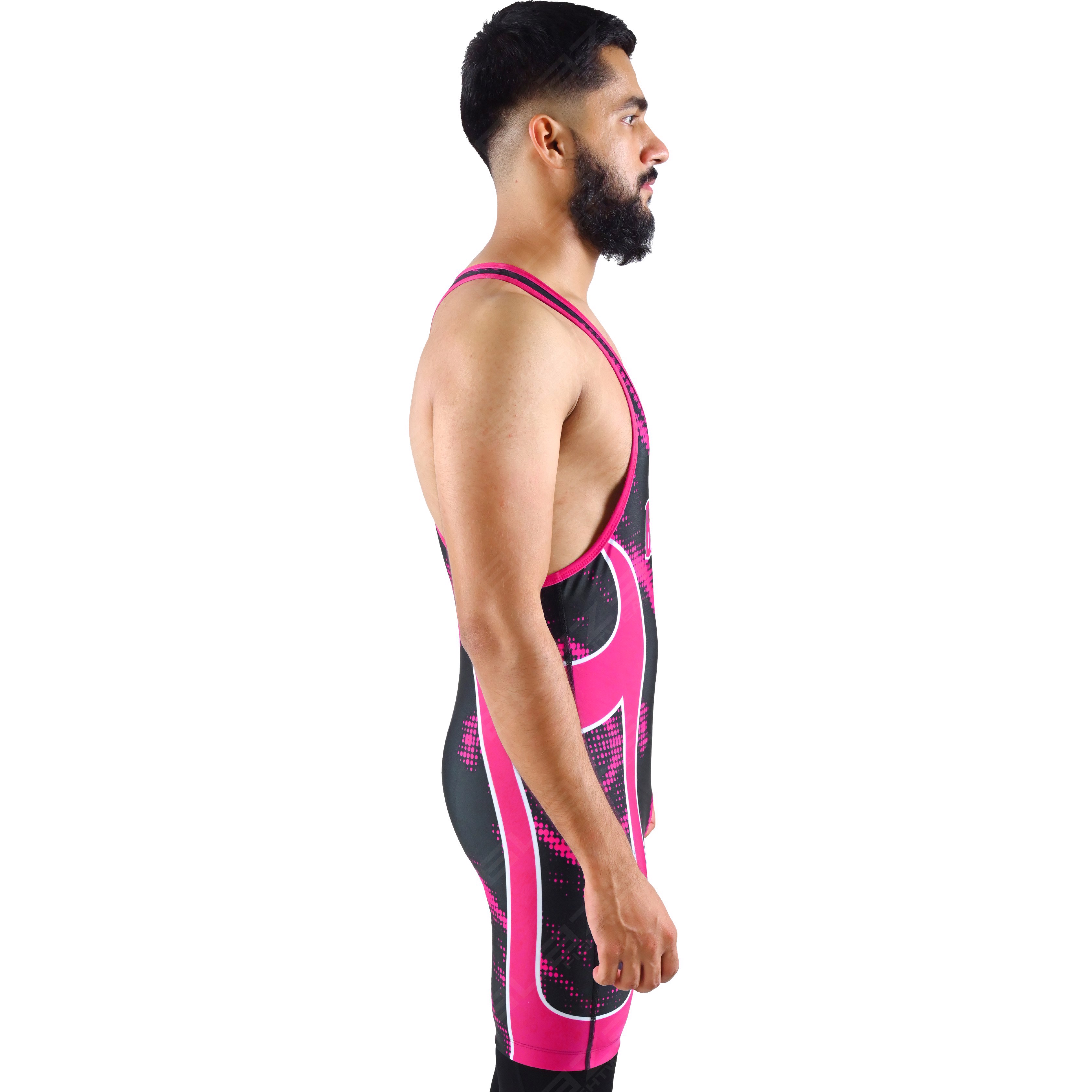 OEM men's high-stretch powerlifting singlet, one-piece attire featuring a trendy knitted design. - view 3