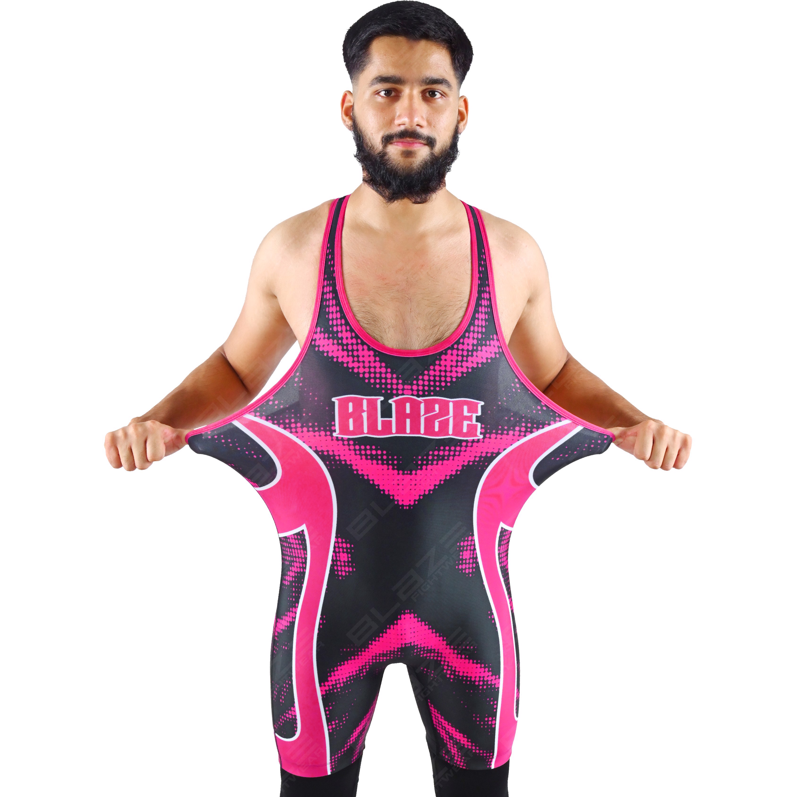 OEM men's high-stretch powerlifting singlet, one-piece attire featuring a trendy knitted design. - view 5