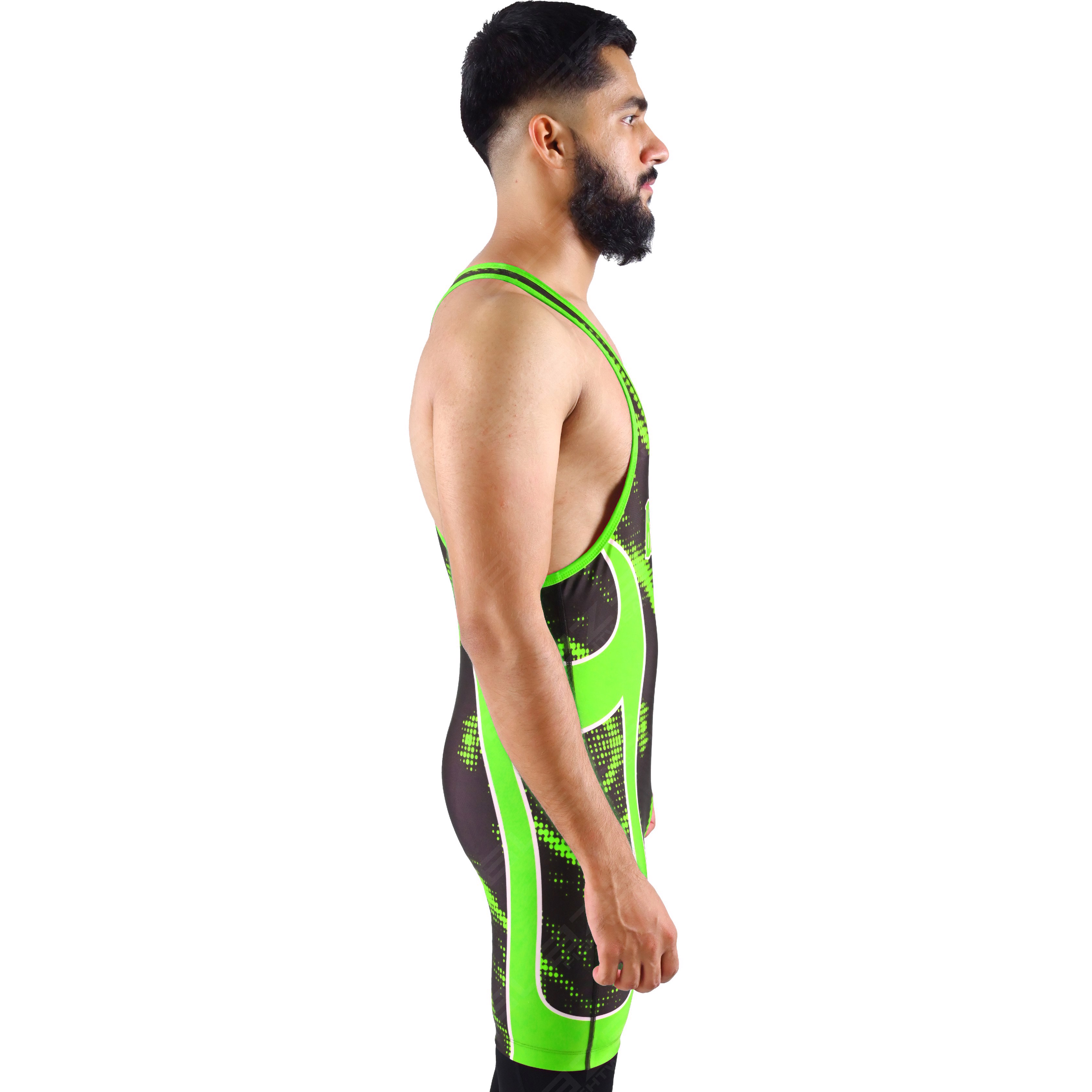 OEM men's high-elastic powerlifting singlet, one-piece outfit with a fashionable knitted design. - view 2