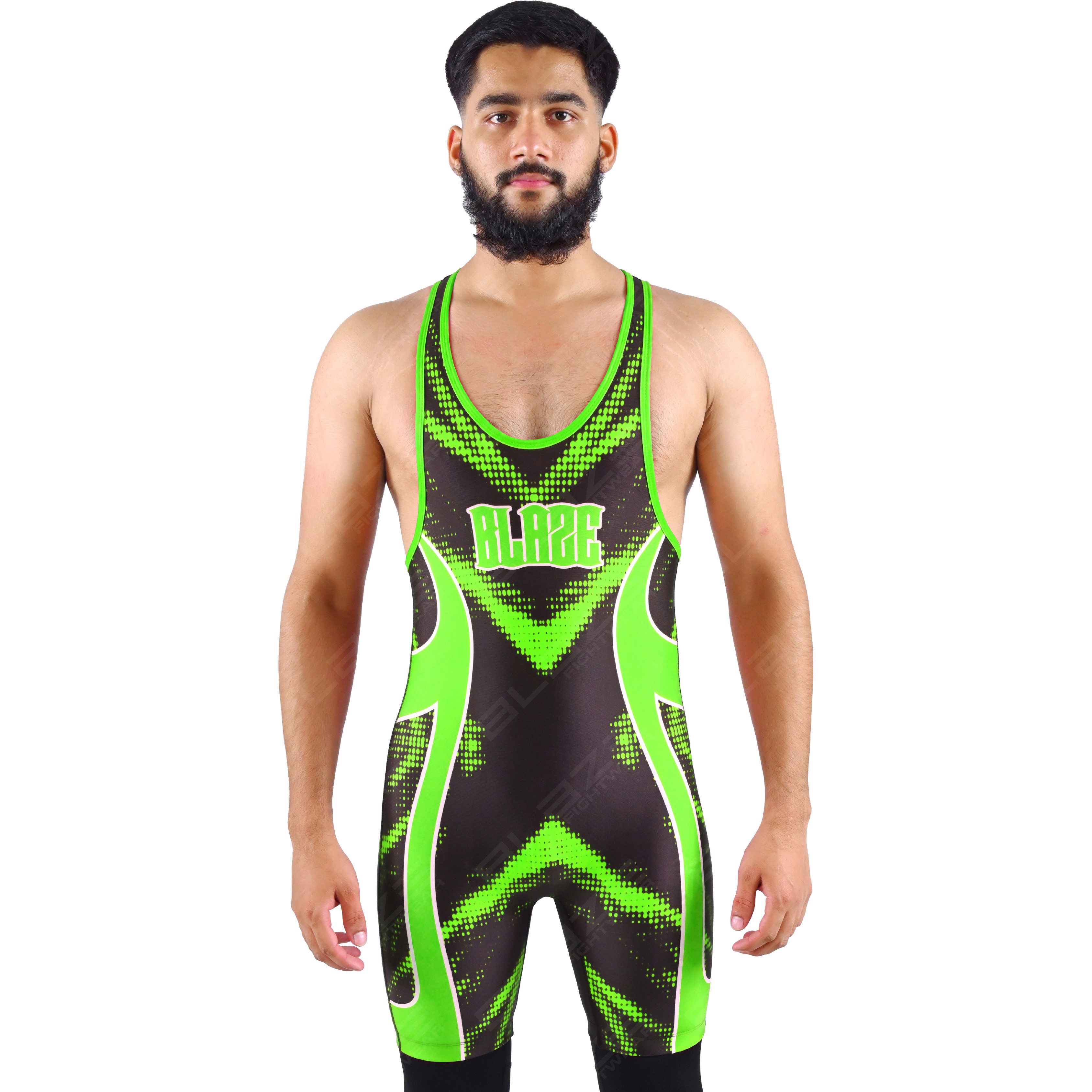 OEM men's high-elastic powerlifting singlet, one-piece outfit with a fashionable knitted design. - view 3