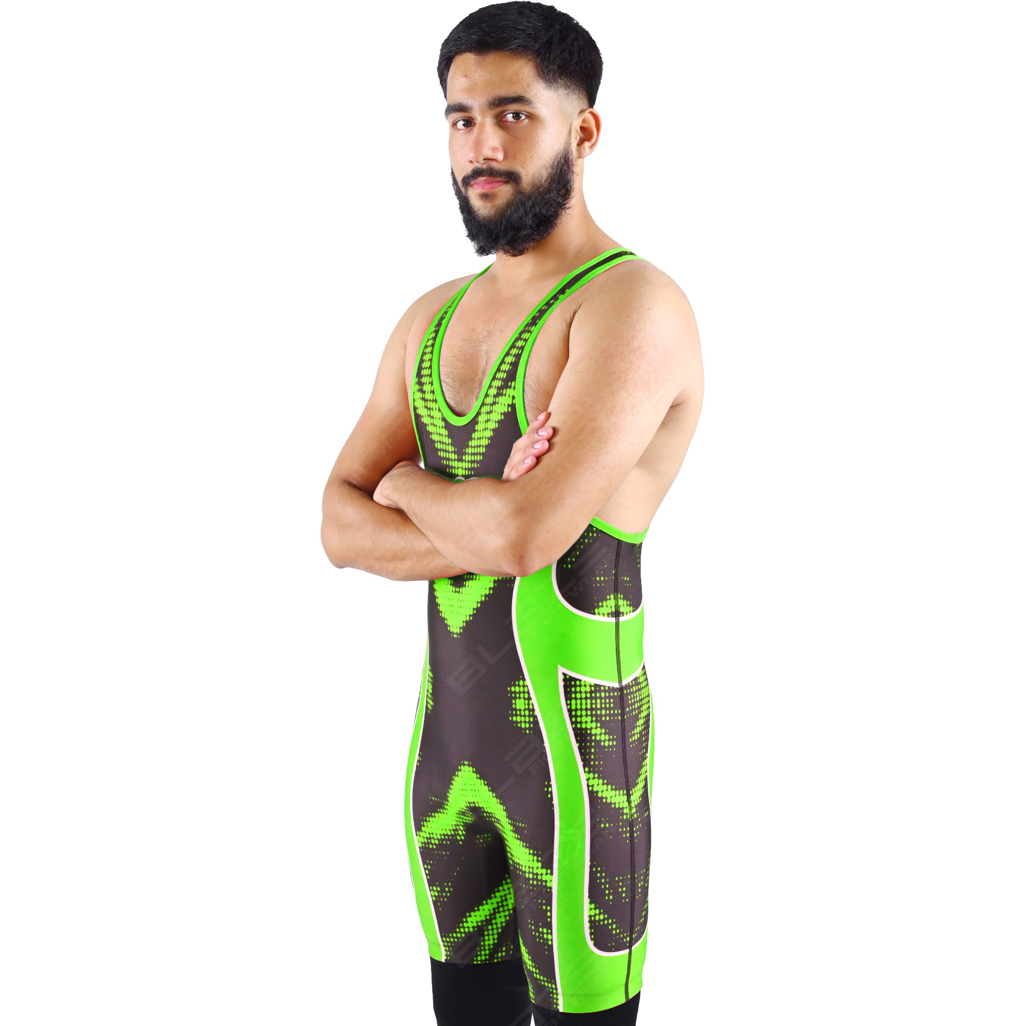 OEM men's high-elastic powerlifting singlet, one-piece outfit with a fashionable knitted design. - view 5
