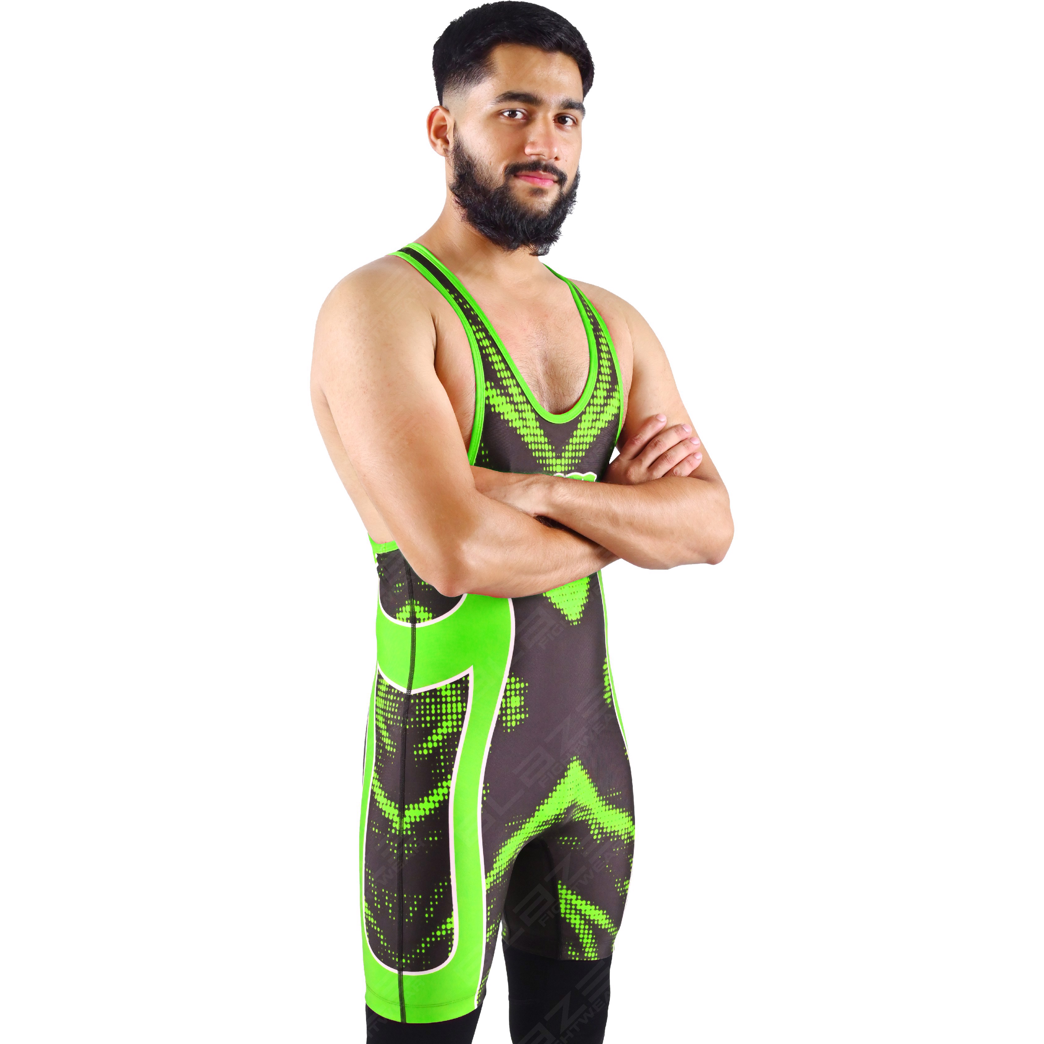 OEM men's high-elastic powerlifting singlet, one-piece outfit with a fashionable knitted design. - view 7