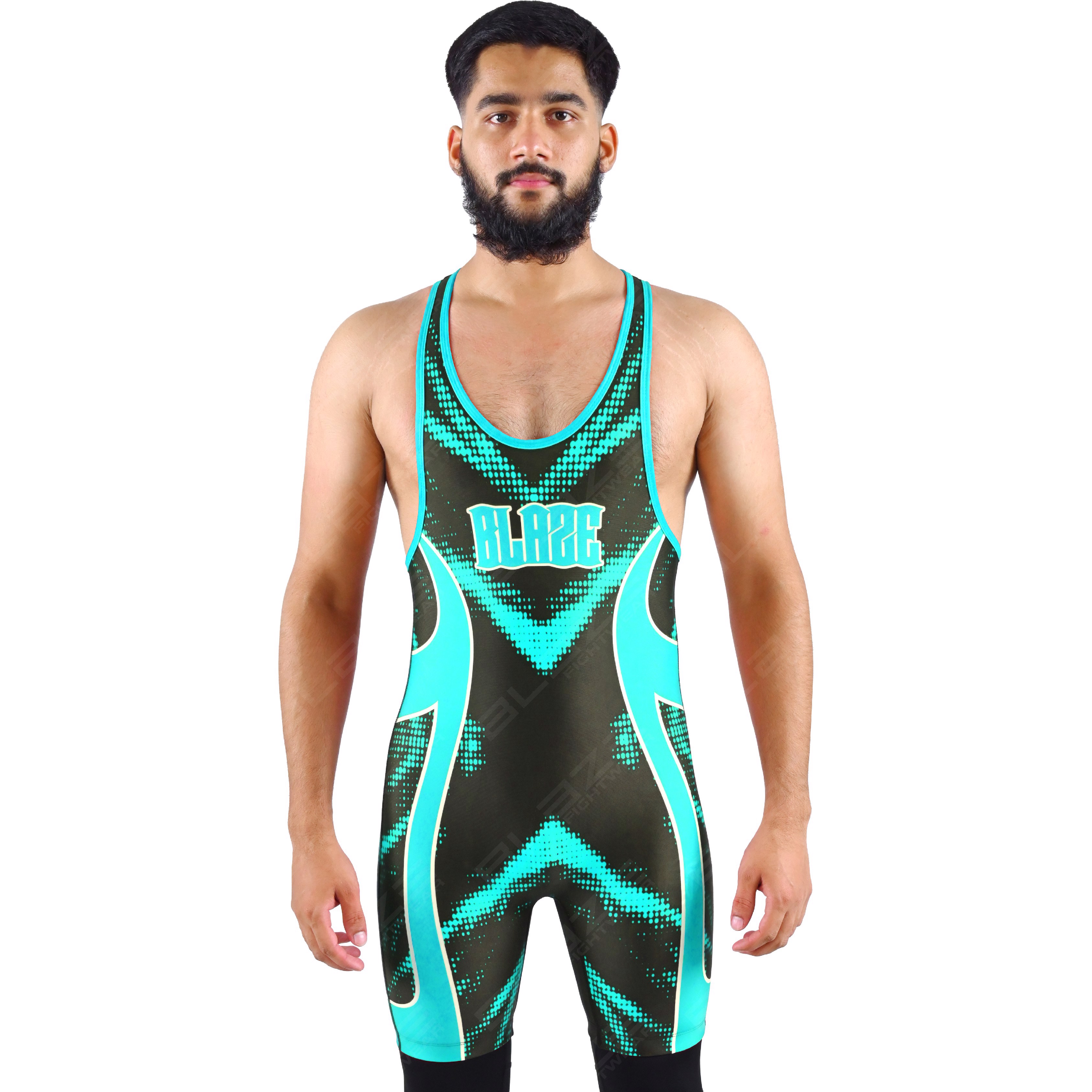 OEM men's high-stretch powerlifting singlet, one-piece wear with a stylish knitted texture. - view 2