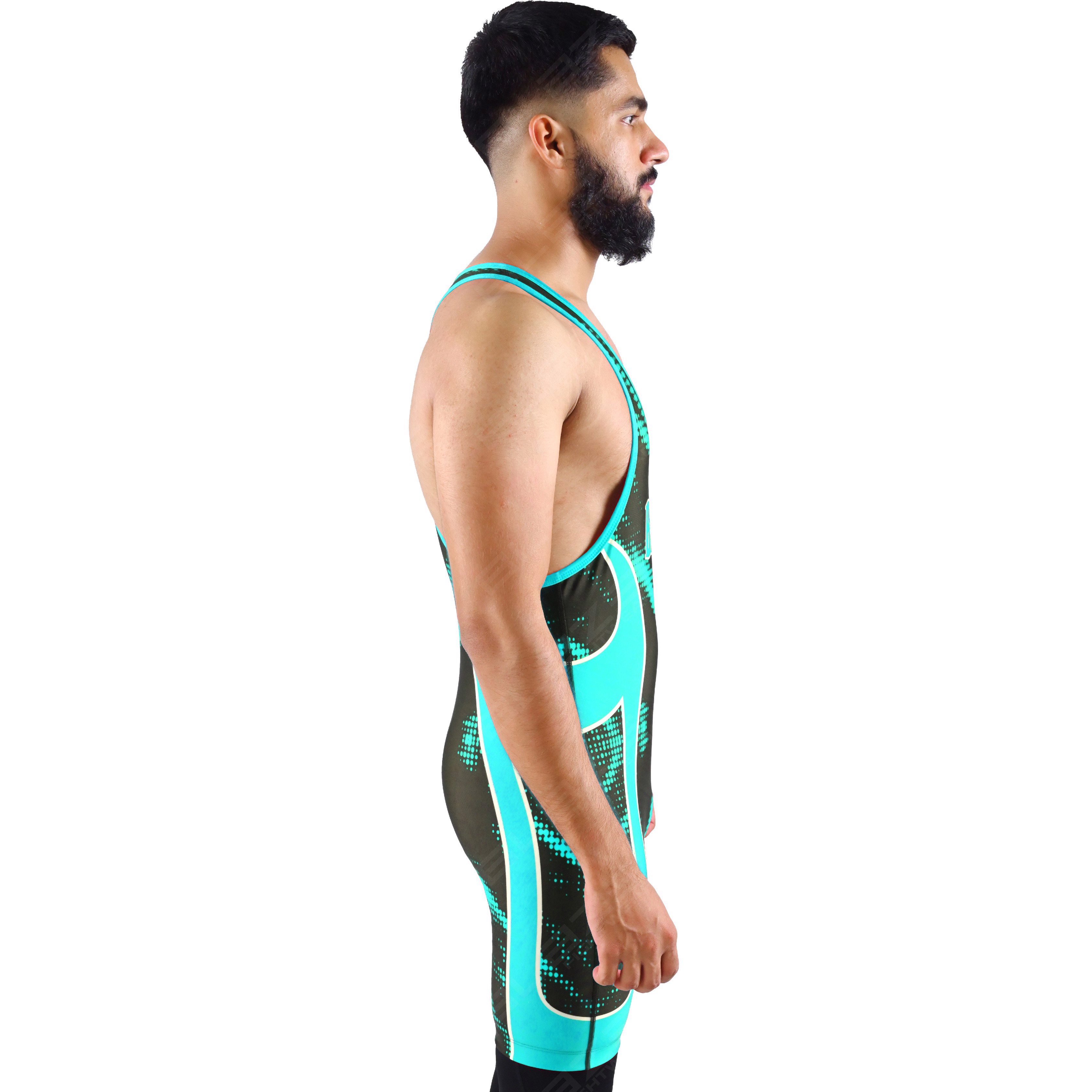 OEM men's high-stretch powerlifting singlet, one-piece wear with a stylish knitted texture. - view 5