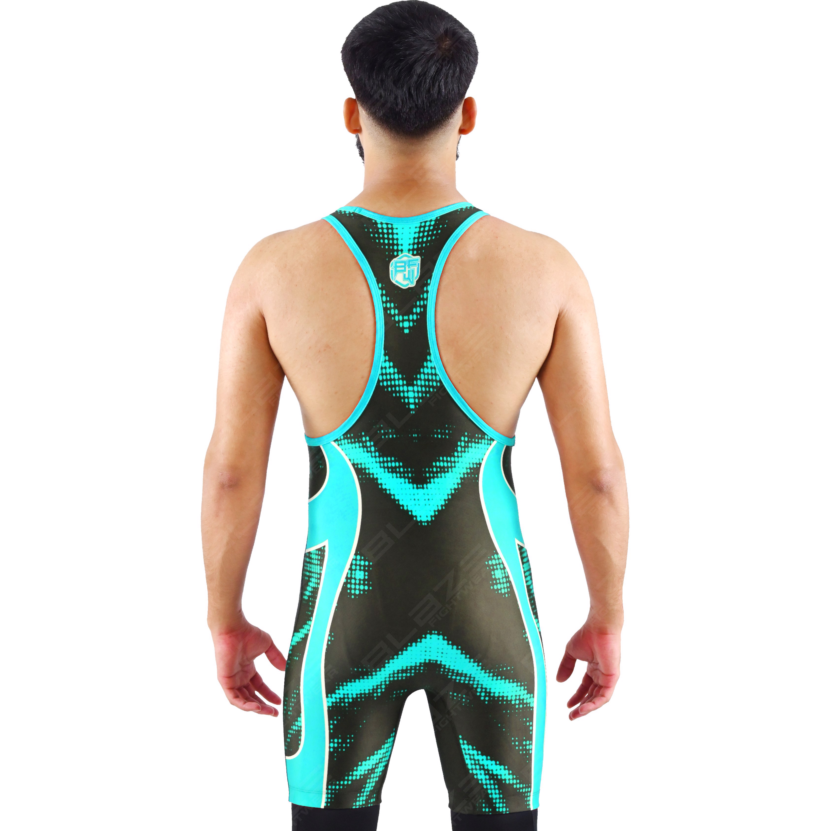 OEM men's high-stretch powerlifting singlet, one-piece wear with a stylish knitted texture. - view 6