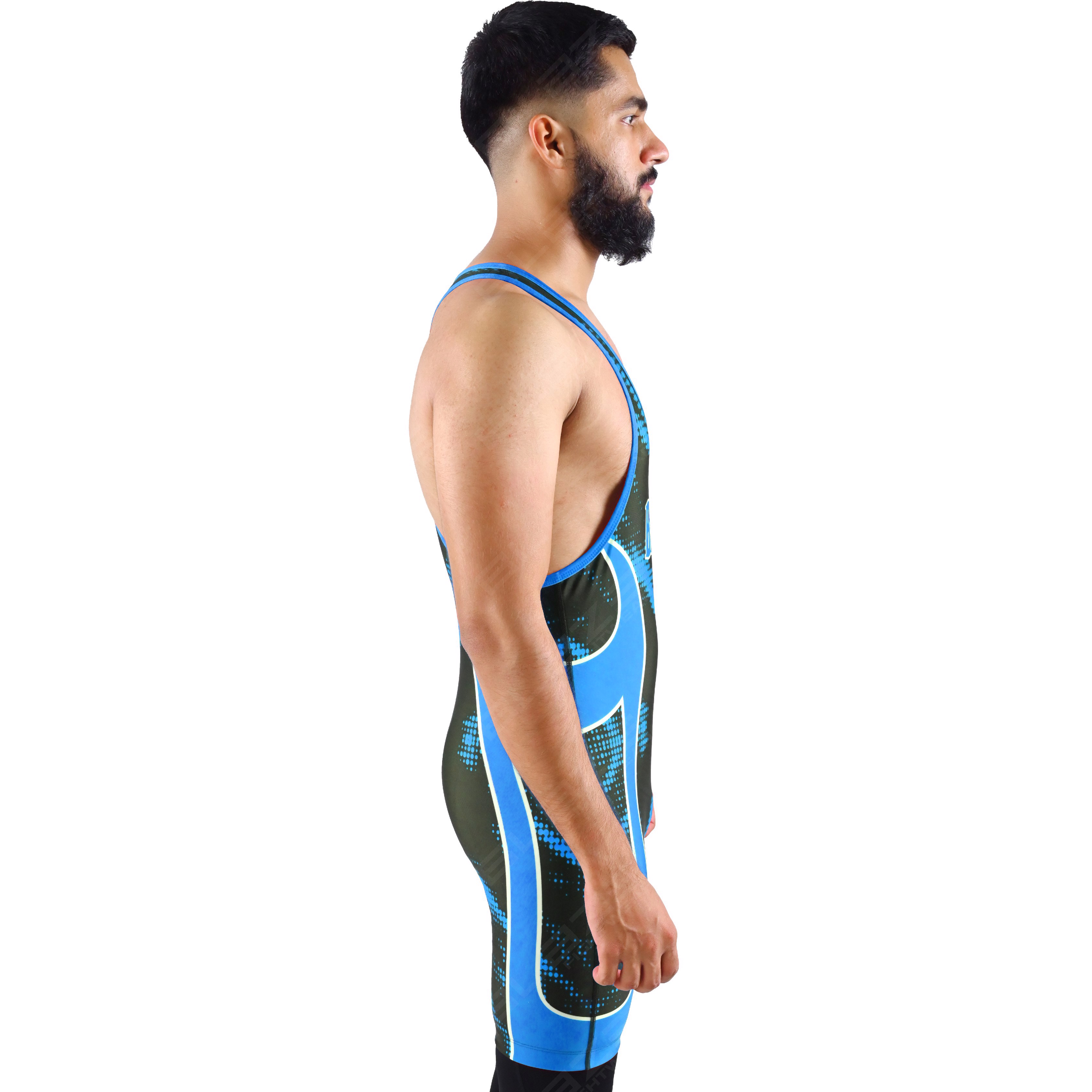 OEM men's high-elastic powerlifting singlet, one-piece style with an elegant knitted texture. - view 6