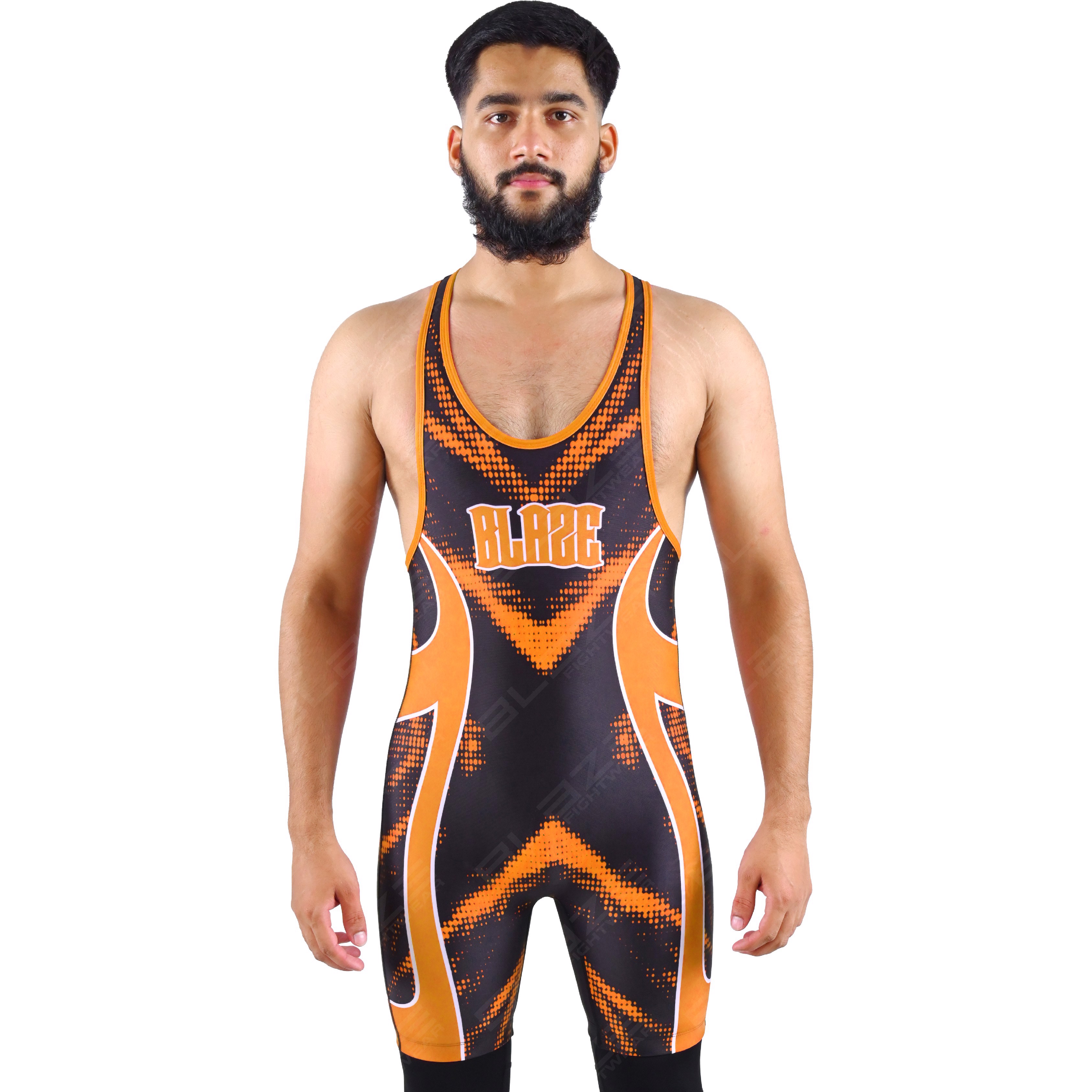  OEM men's high-stretch powerlifting singlet, one-piece design featuring a sleek knitted texture. - view 3