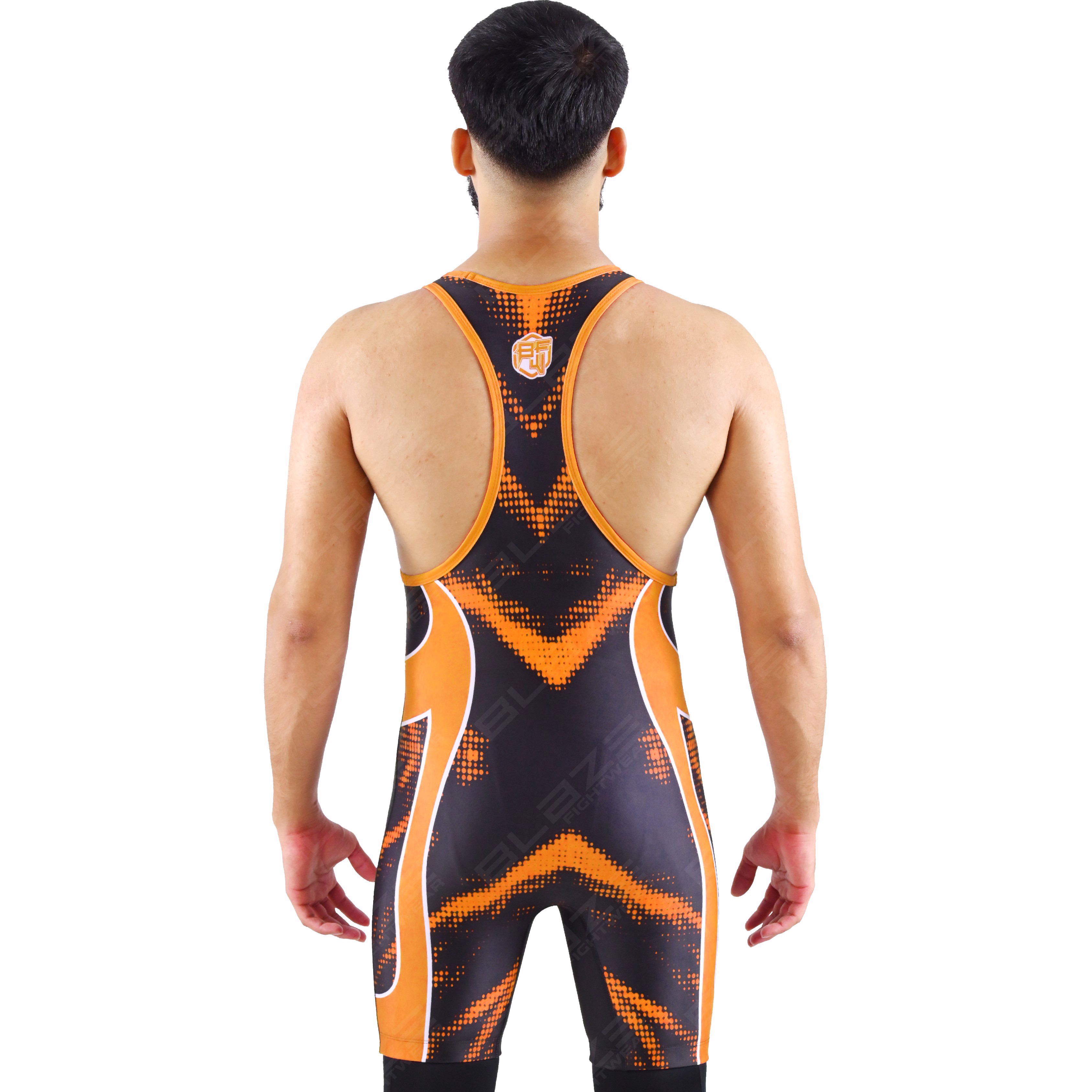  OEM men's high-stretch powerlifting singlet, one-piece design featuring a sleek knitted texture. - view 4