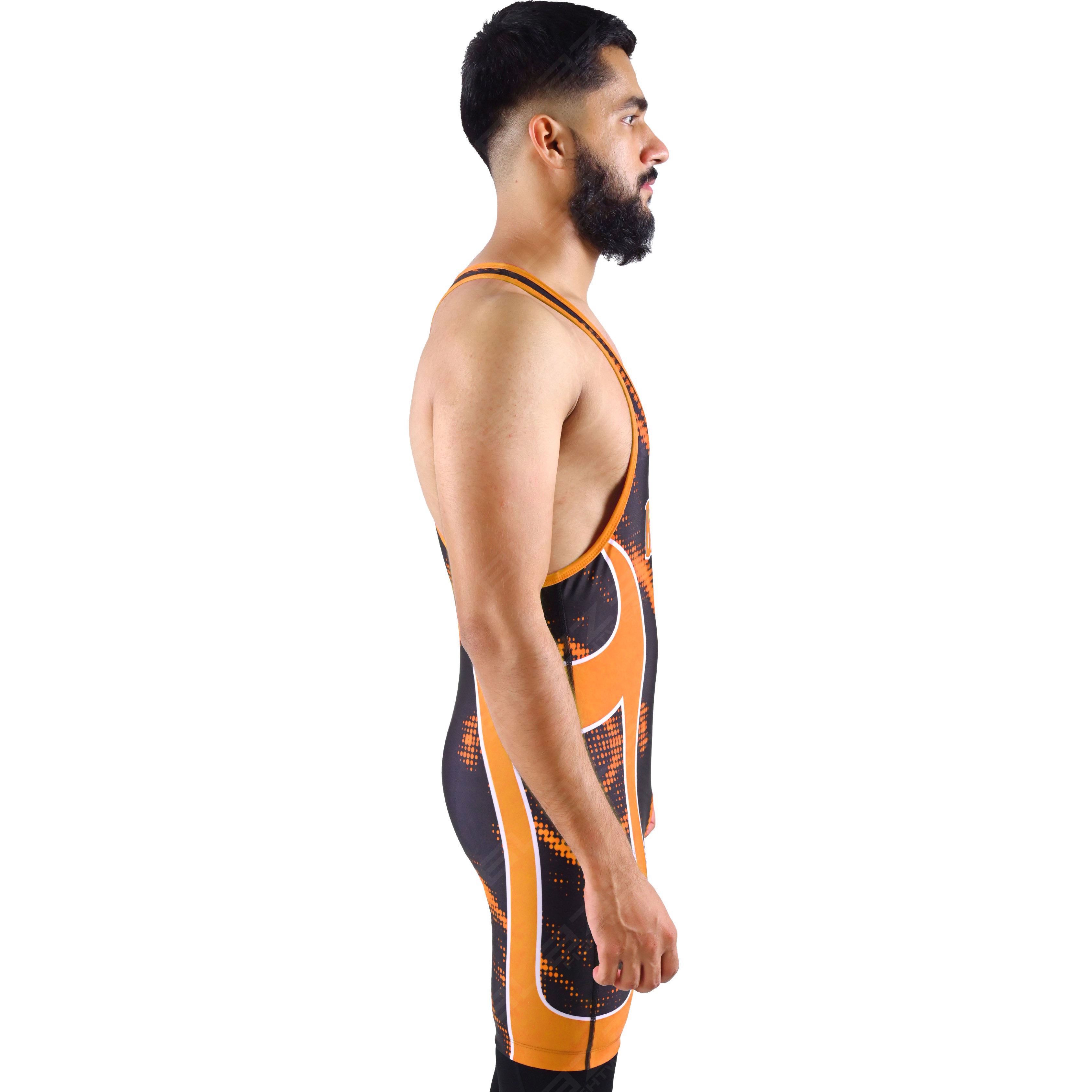  OEM men's high-stretch powerlifting singlet, one-piece design featuring a sleek knitted texture. - view 6