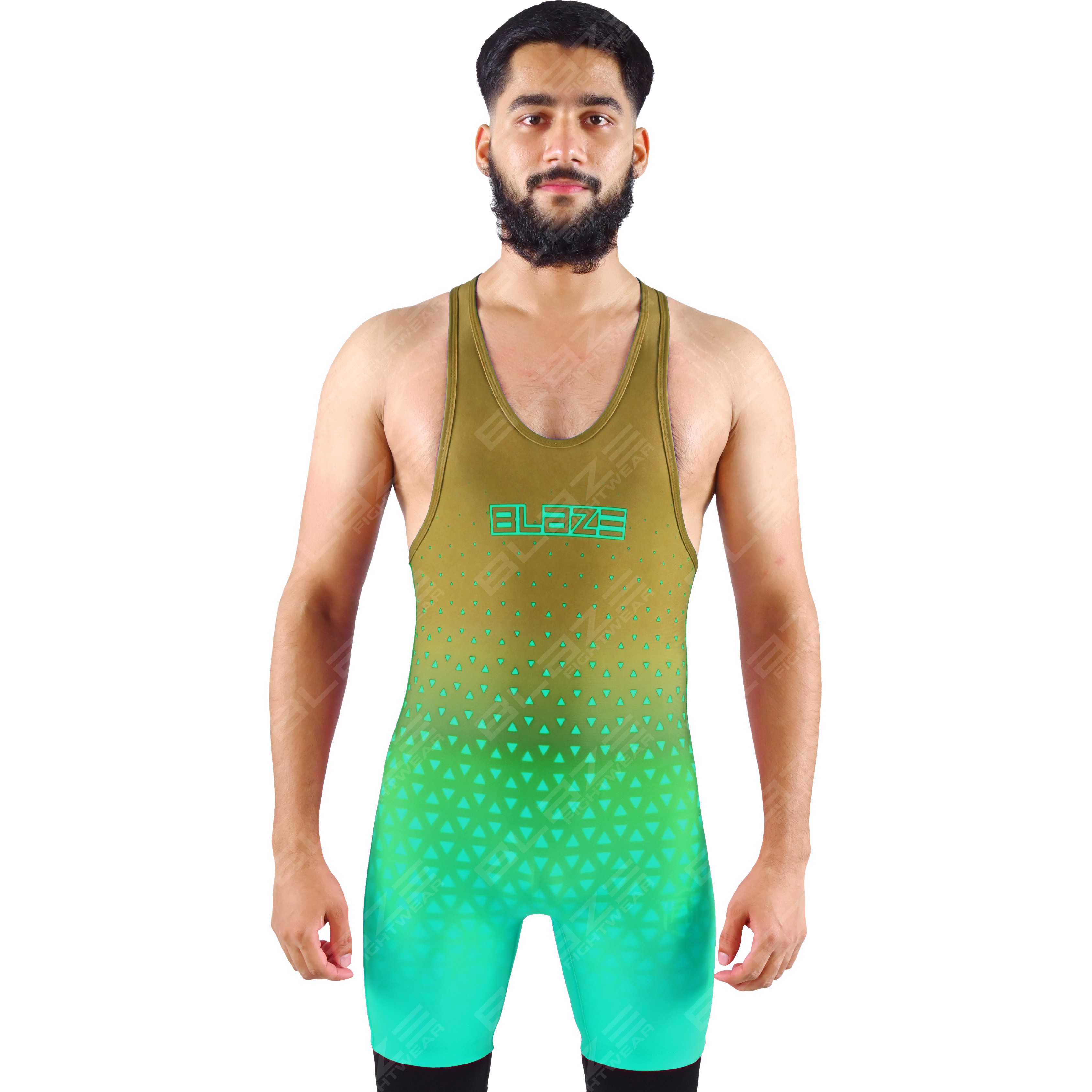 OEM men's high-elastic powerlifting singlet, one-piece outfit with a modern knitted texture.
