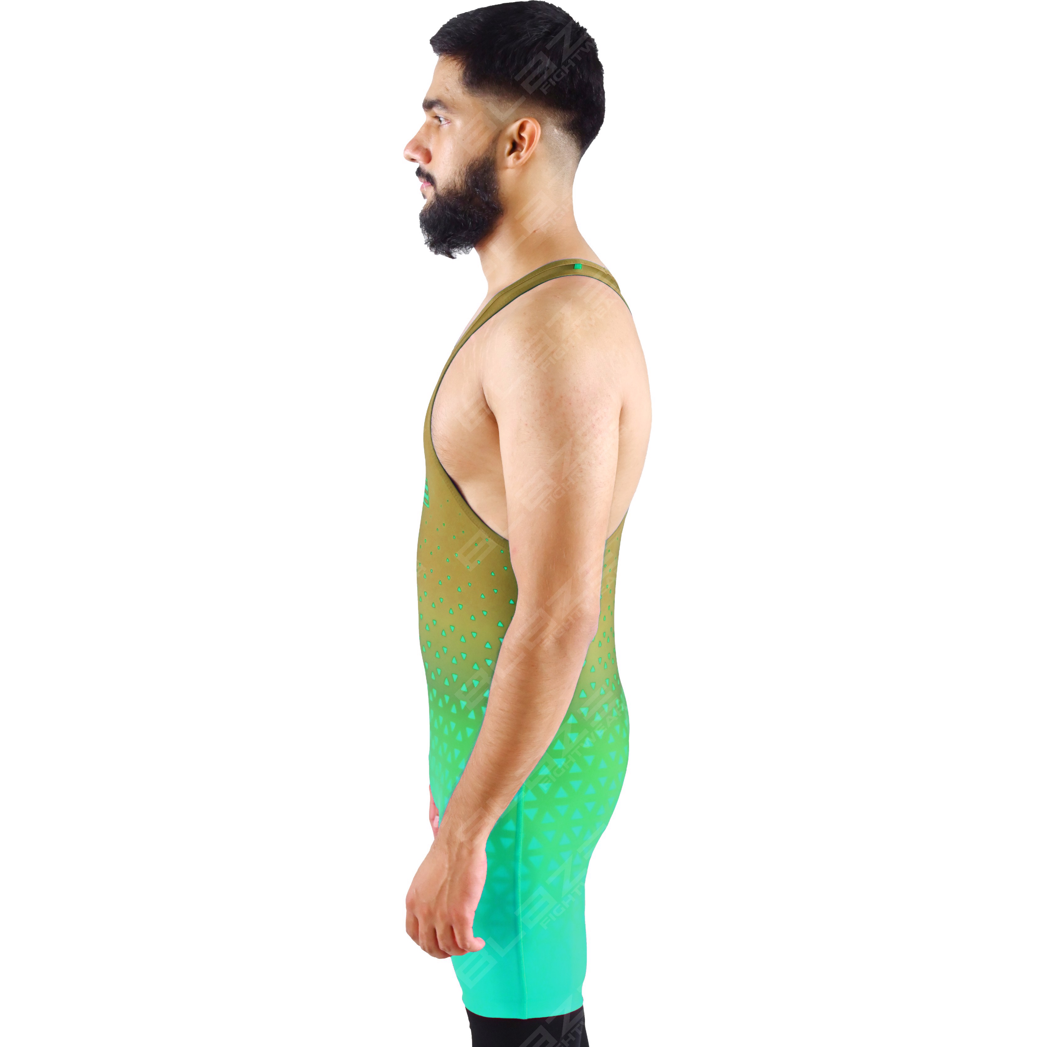 OEM men's high-elastic powerlifting singlet, one-piece outfit with a modern knitted texture. - view 2