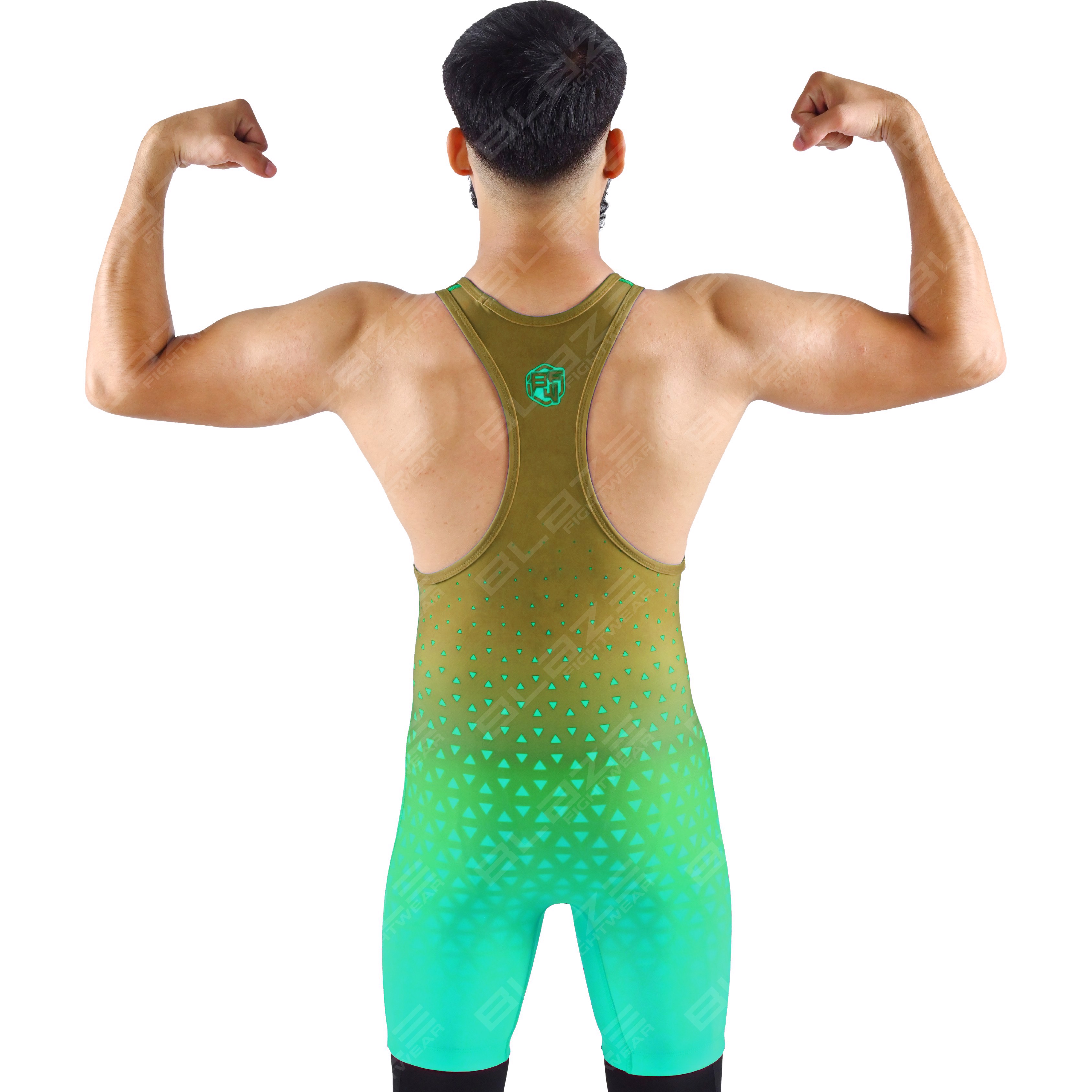 OEM men's high-elastic powerlifting singlet, one-piece outfit with a modern knitted texture. - view 3