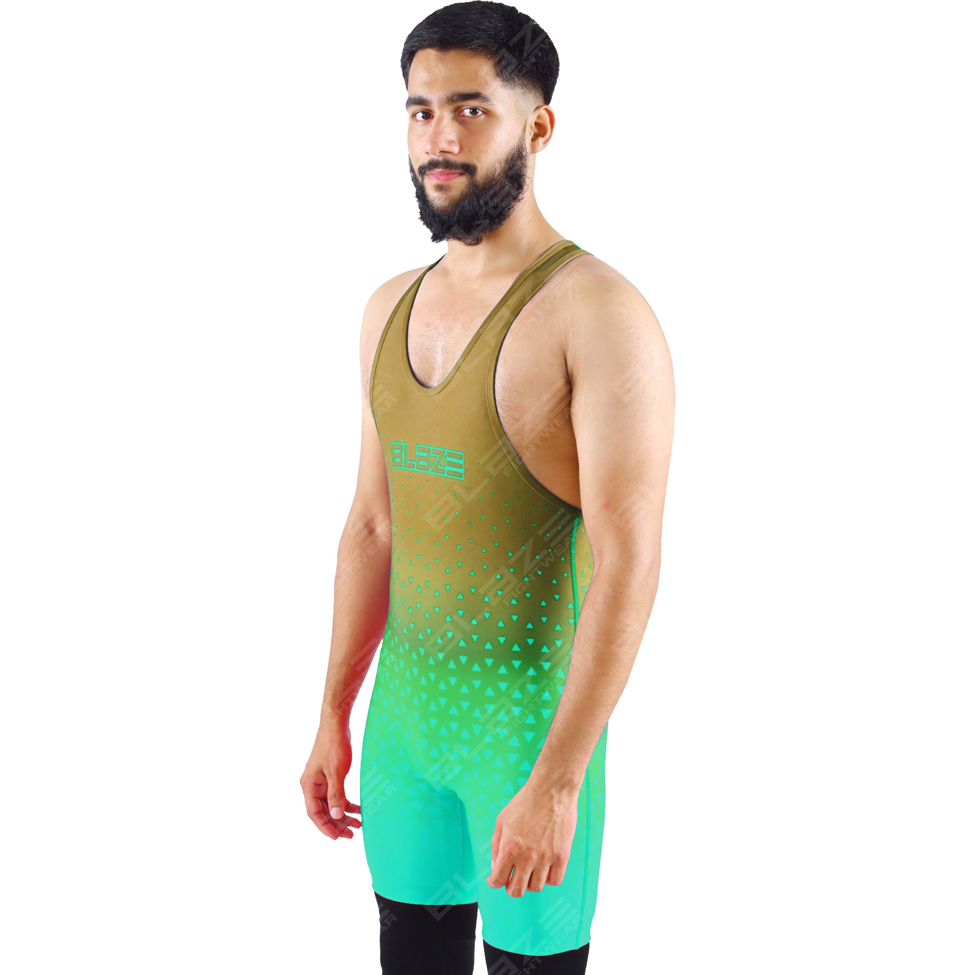 OEM men's high-elastic powerlifting singlet, one-piece outfit with a modern knitted texture. - view 4