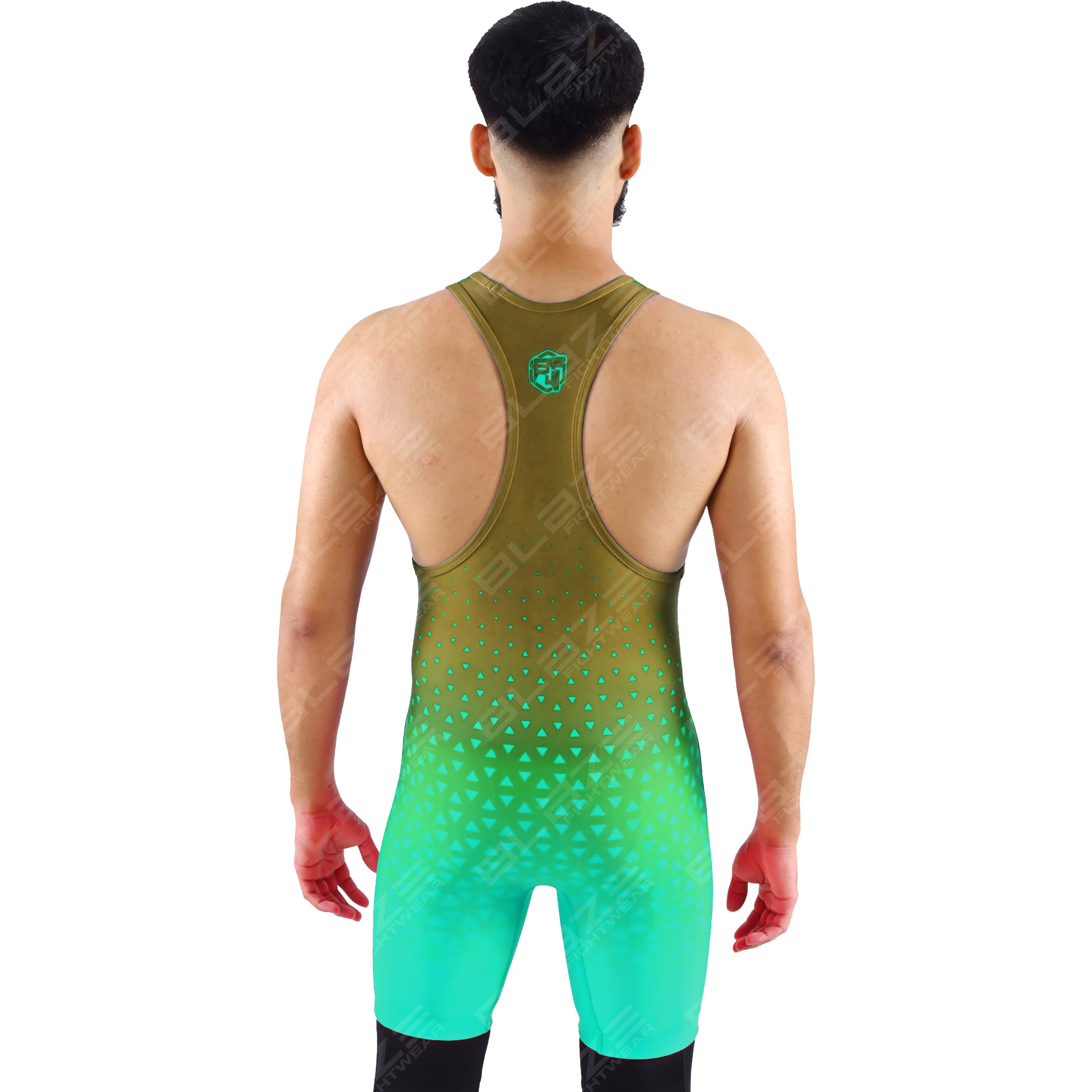 OEM men's high-elastic powerlifting singlet, one-piece outfit with a modern knitted texture. - view 5