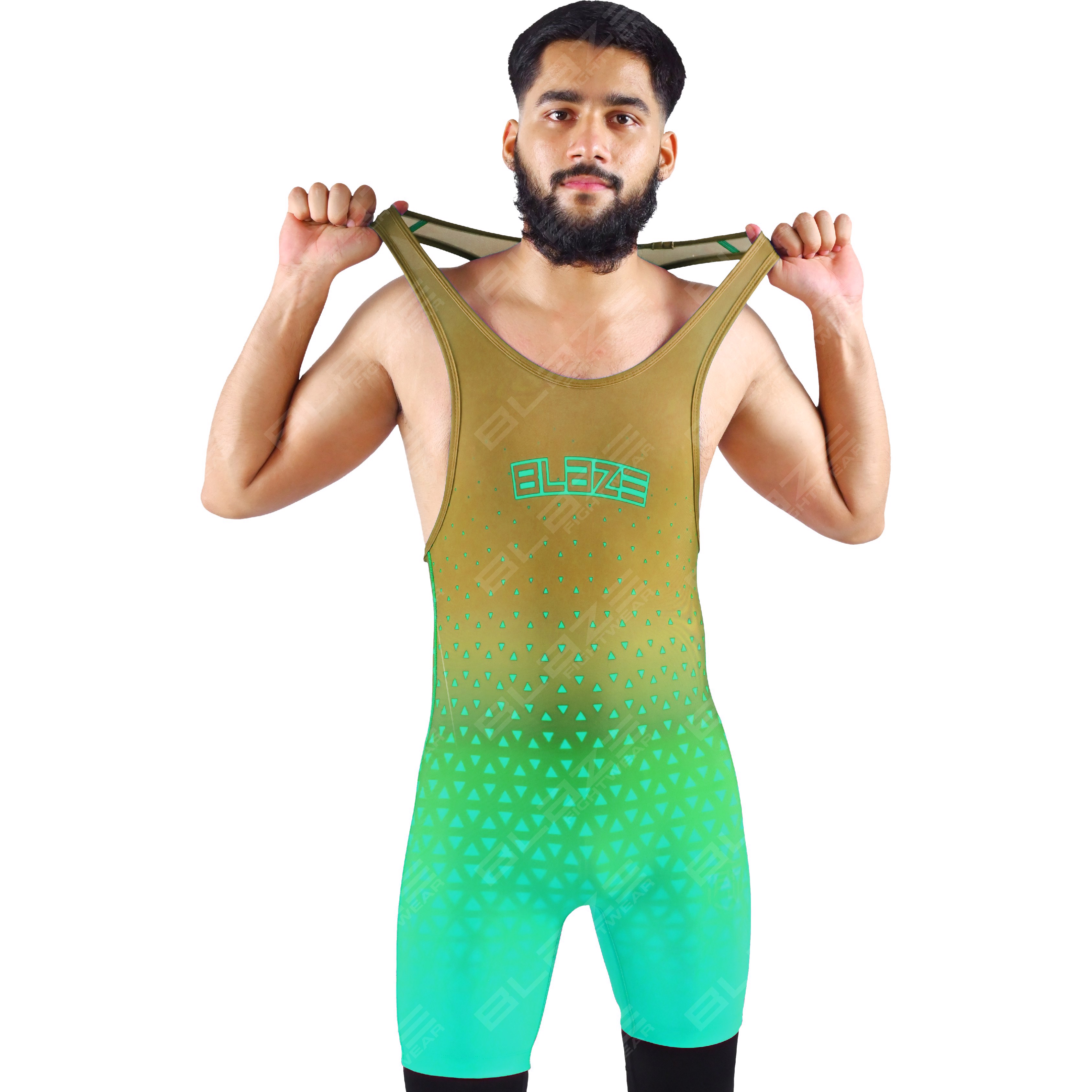 OEM men's high-elastic powerlifting singlet, one-piece outfit with a modern knitted texture. - view 6