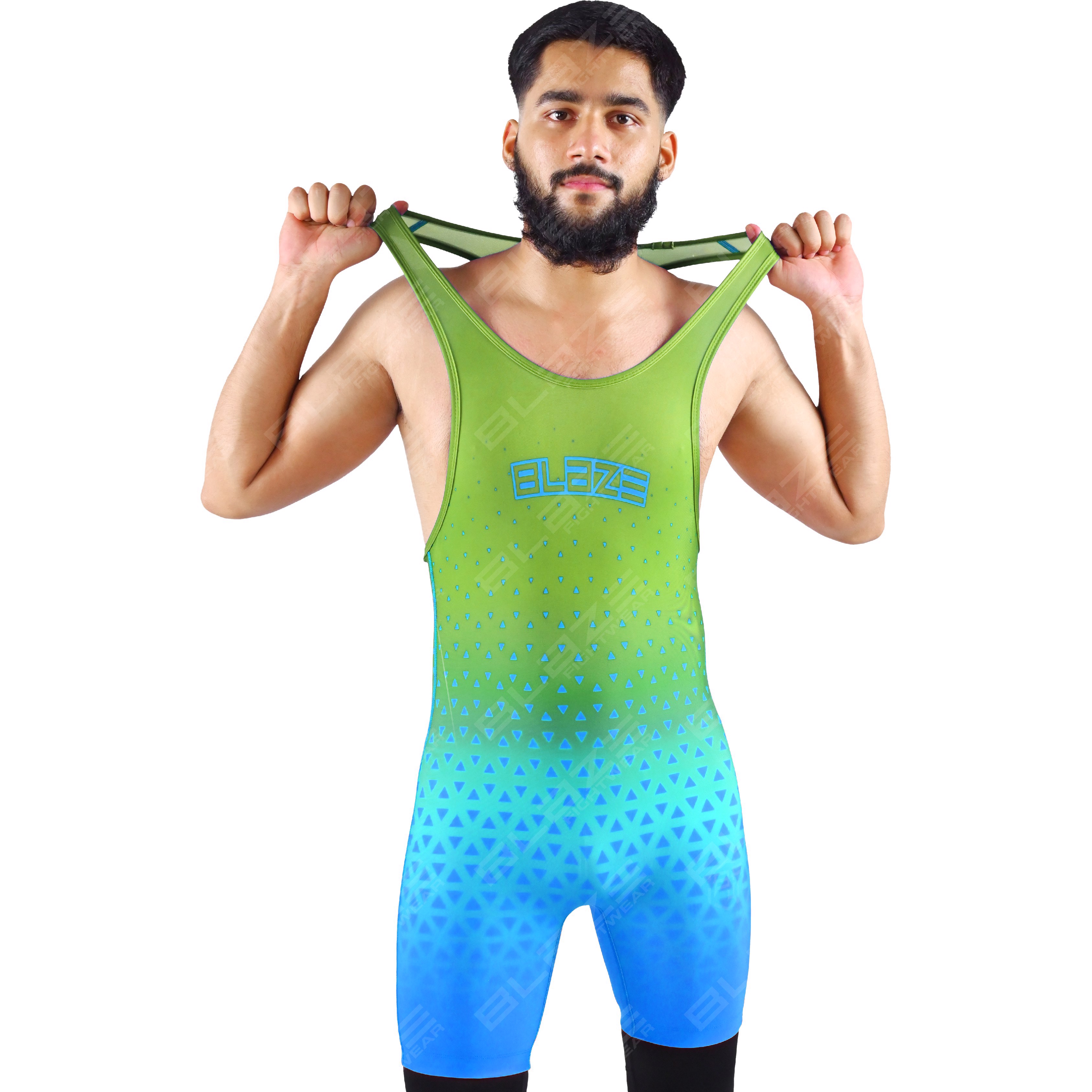 OEM men's high-elastic powerlifting singlet, one-piece outfit with a modern knitted texture. - view 9