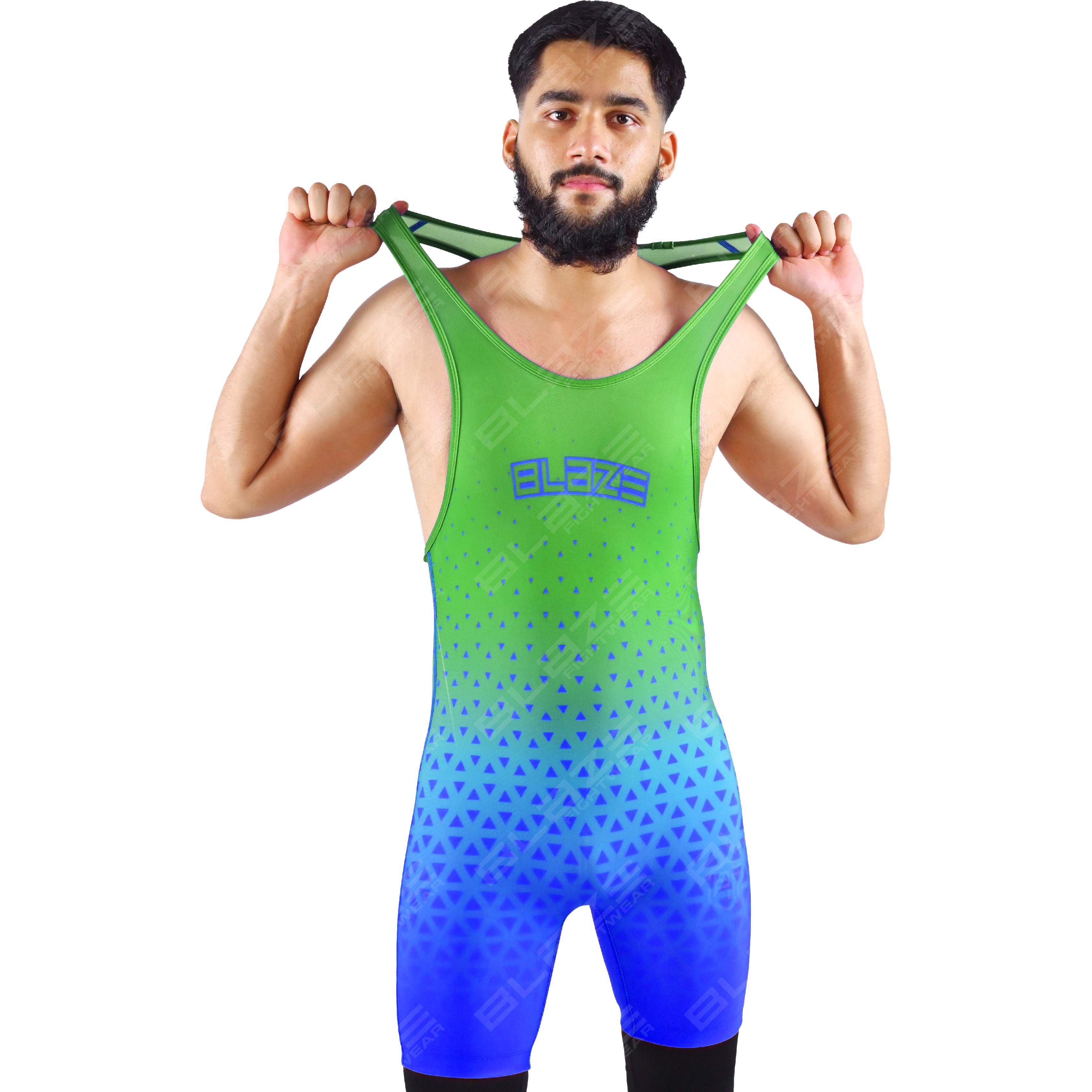 OEM men's high-elastic powerlifting singlet, one-piece outfit with a modern knitted texture. - view 10