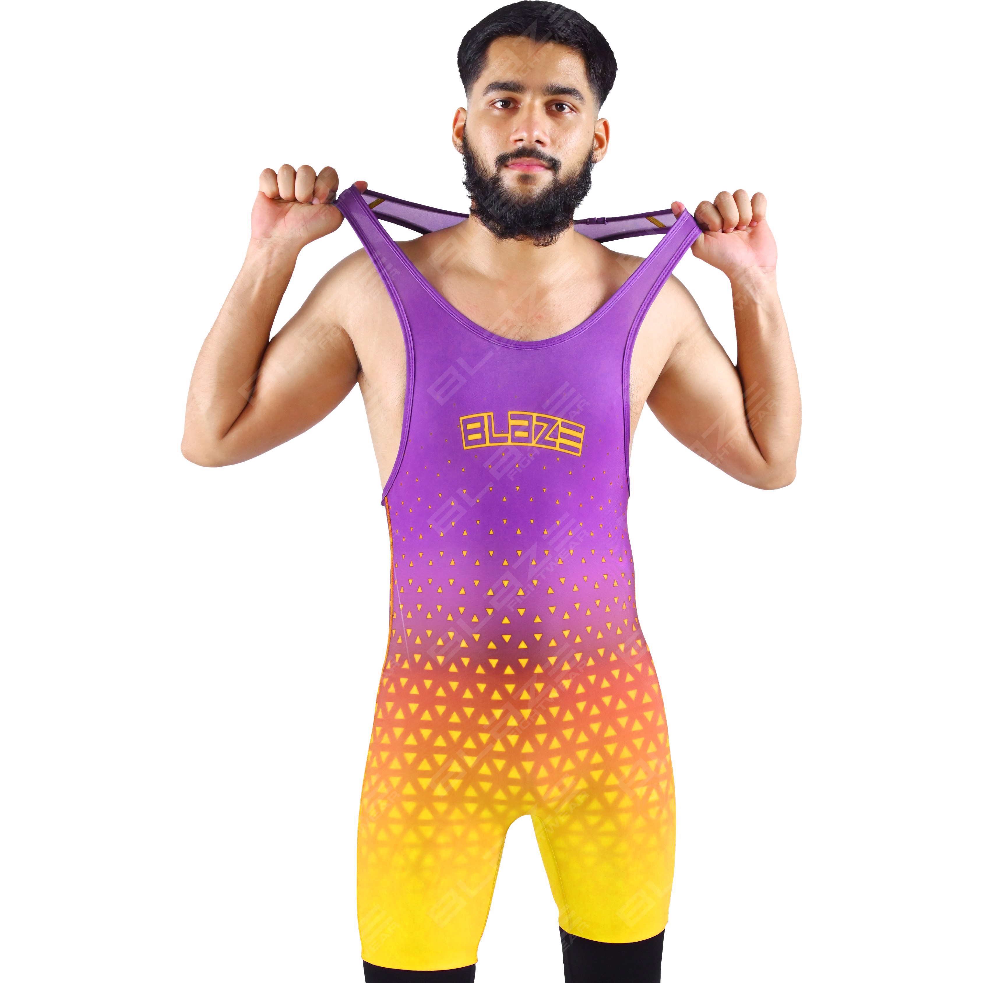 OEM men's high-elastic powerlifting singlet, one-piece outfit with a modern knitted texture. - view 11
