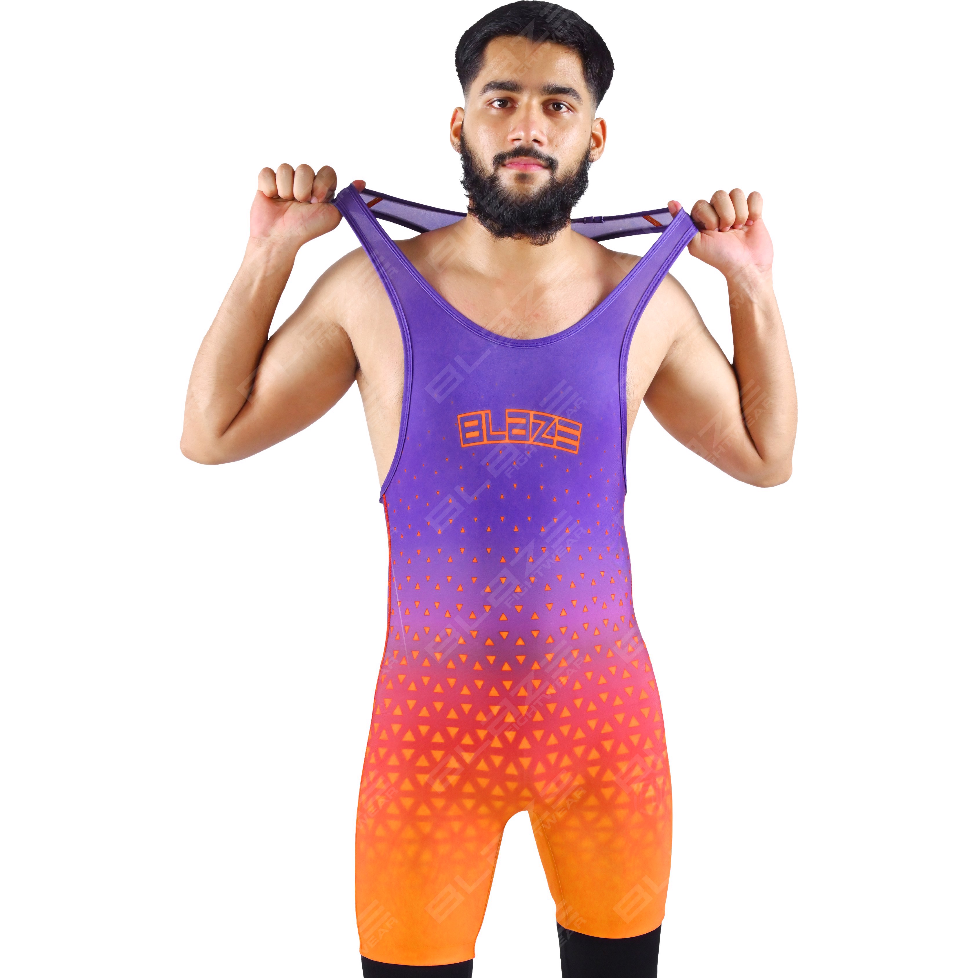 OEM men's high-elastic powerlifting singlet, one-piece outfit with a modern knitted texture. - view 13