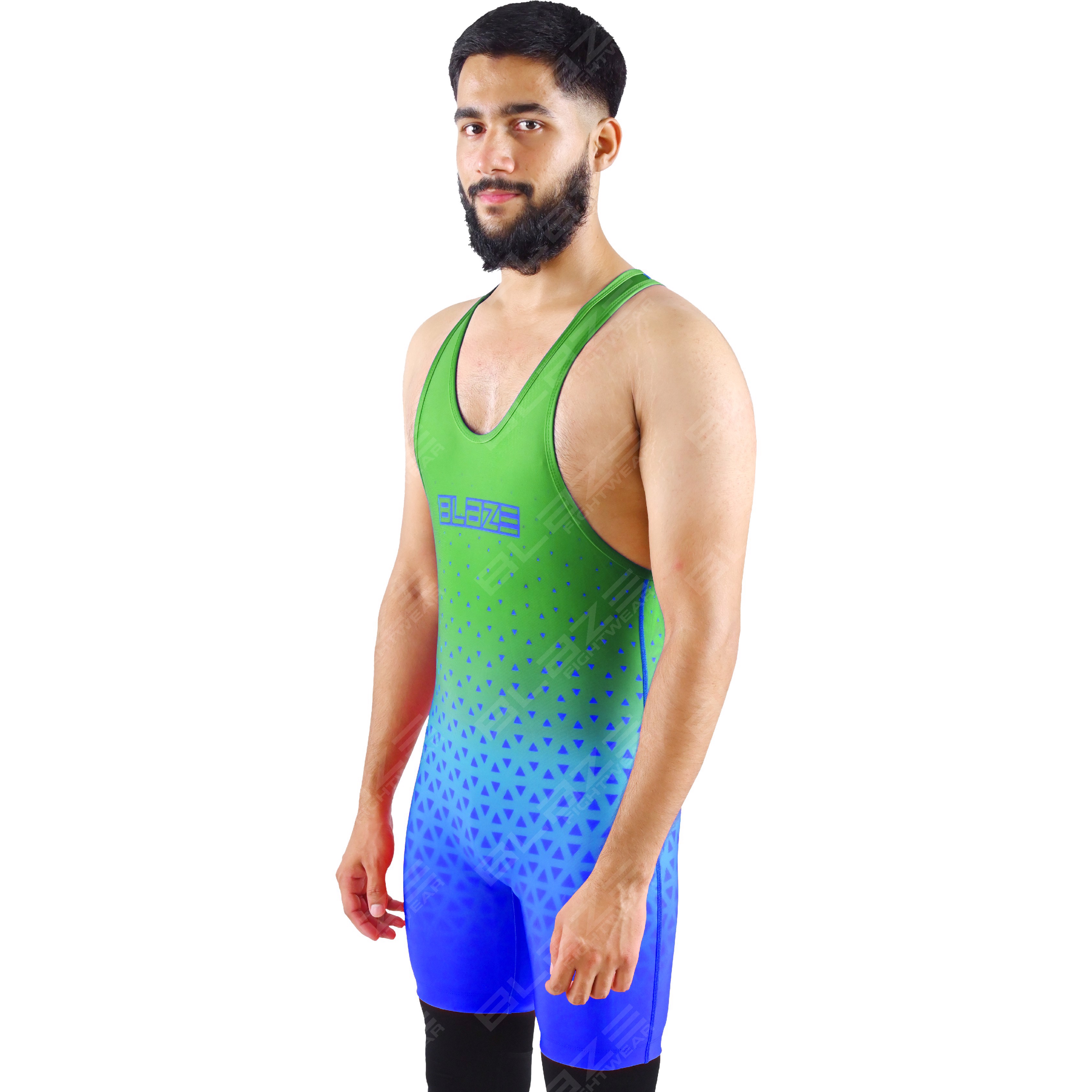  OEM men's high-stretch powerlifting singlet, one-piece garment with a contemporary knitted texture. - view 5