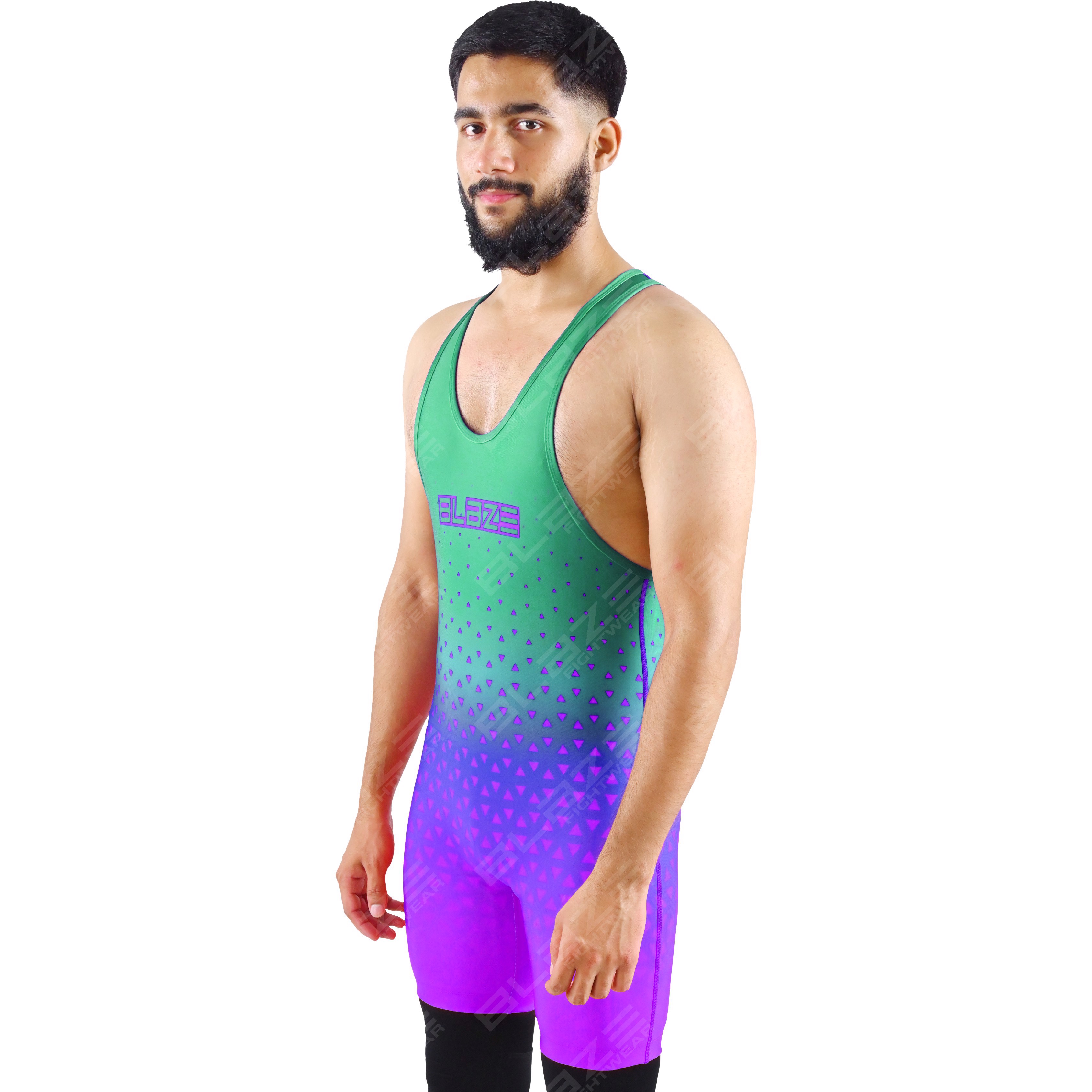 OEM men's high-stretch powerlifting singlet, one-piece design with a stylish knitted finish.