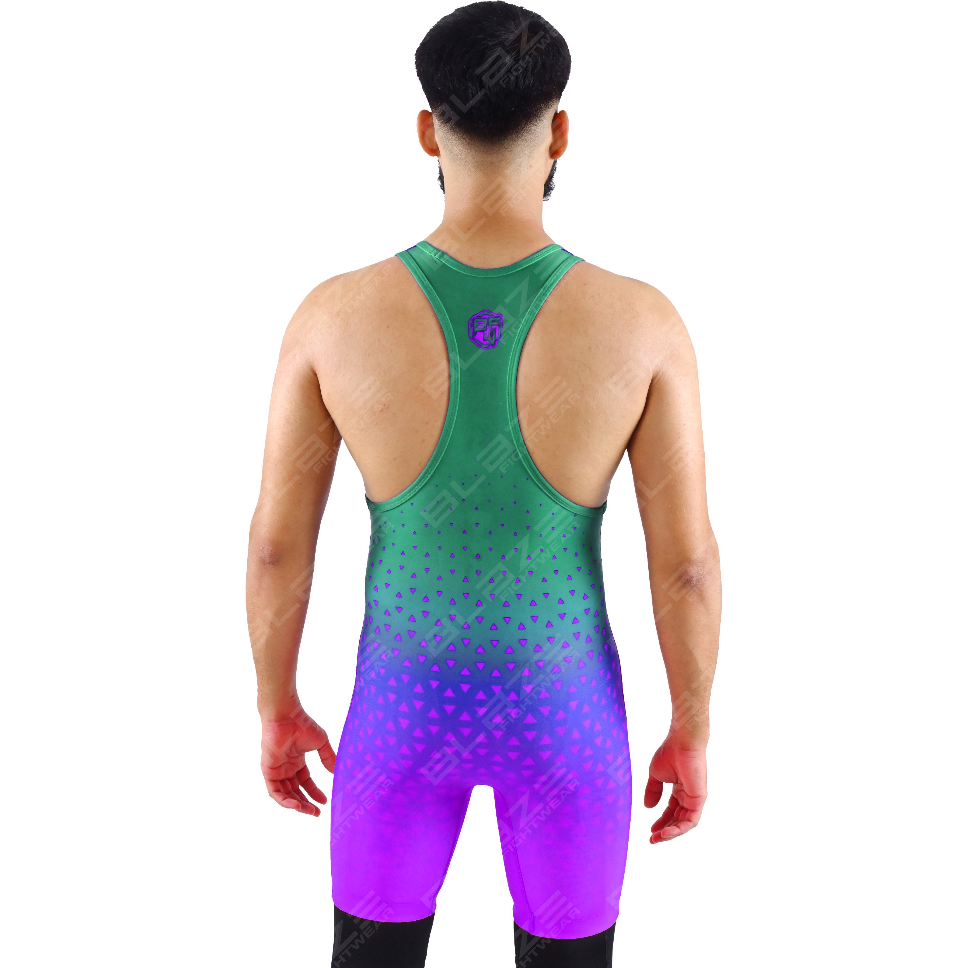 OEM men's high-stretch powerlifting singlet, one-piece design with a stylish knitted finish. - view 4