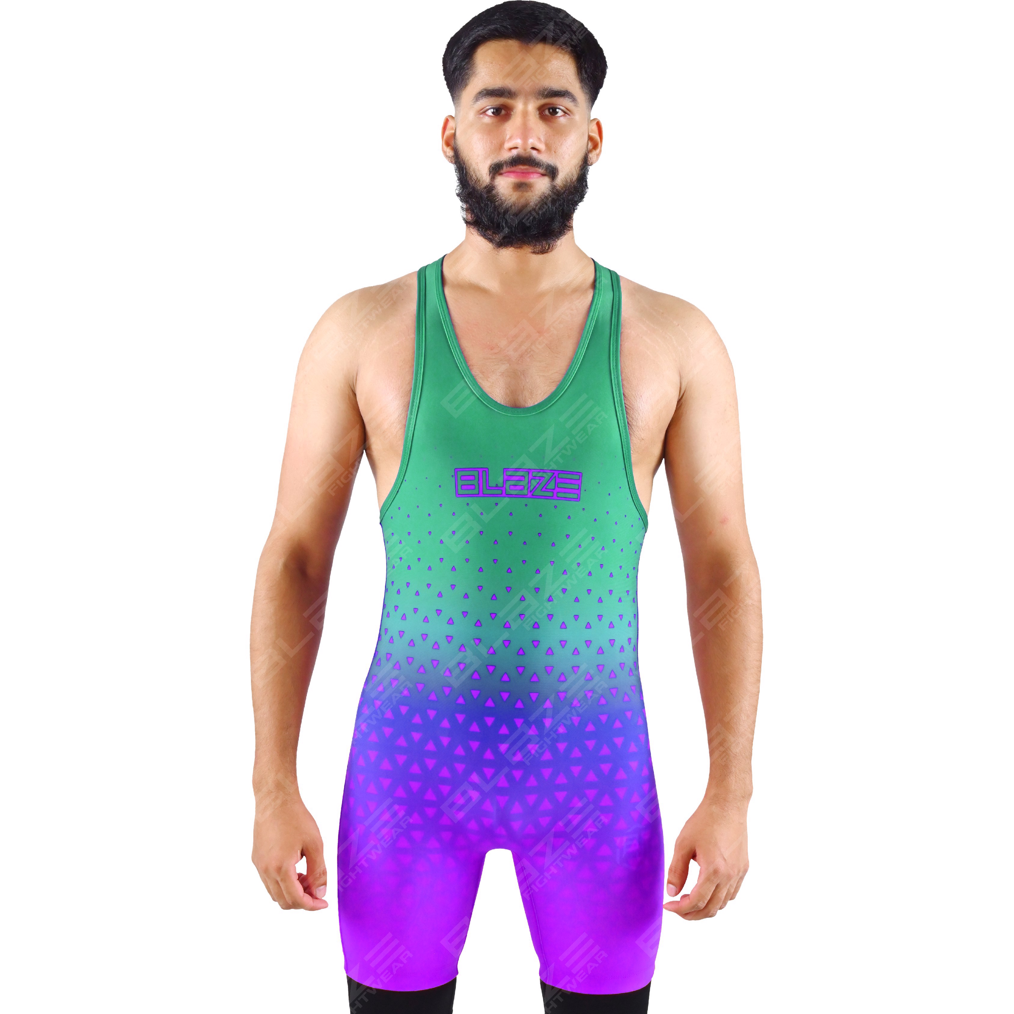 OEM men's high-stretch powerlifting singlet, one-piece design with a stylish knitted finish. - view 5