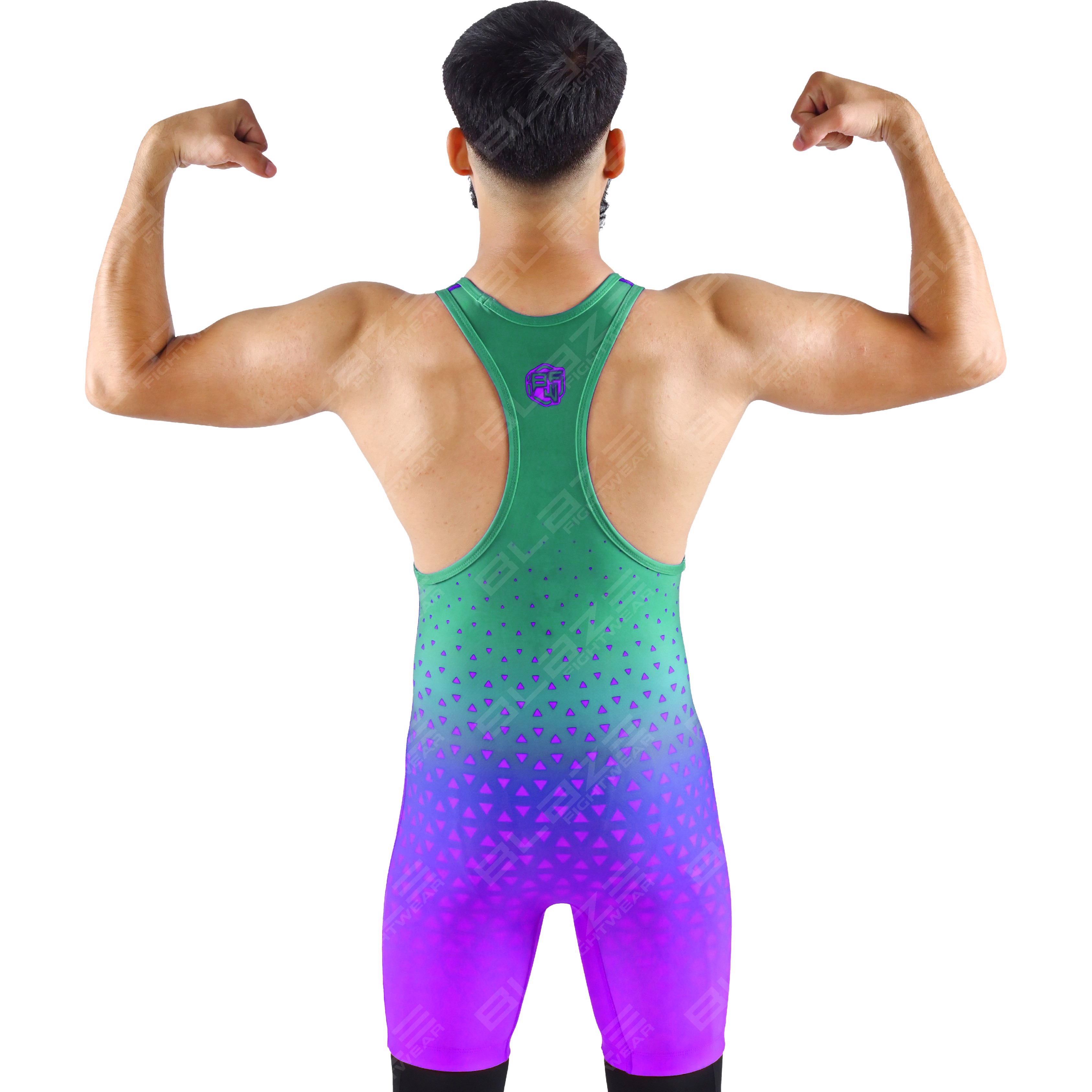 OEM men's high-stretch powerlifting singlet, one-piece design with a stylish knitted finish. - view 7