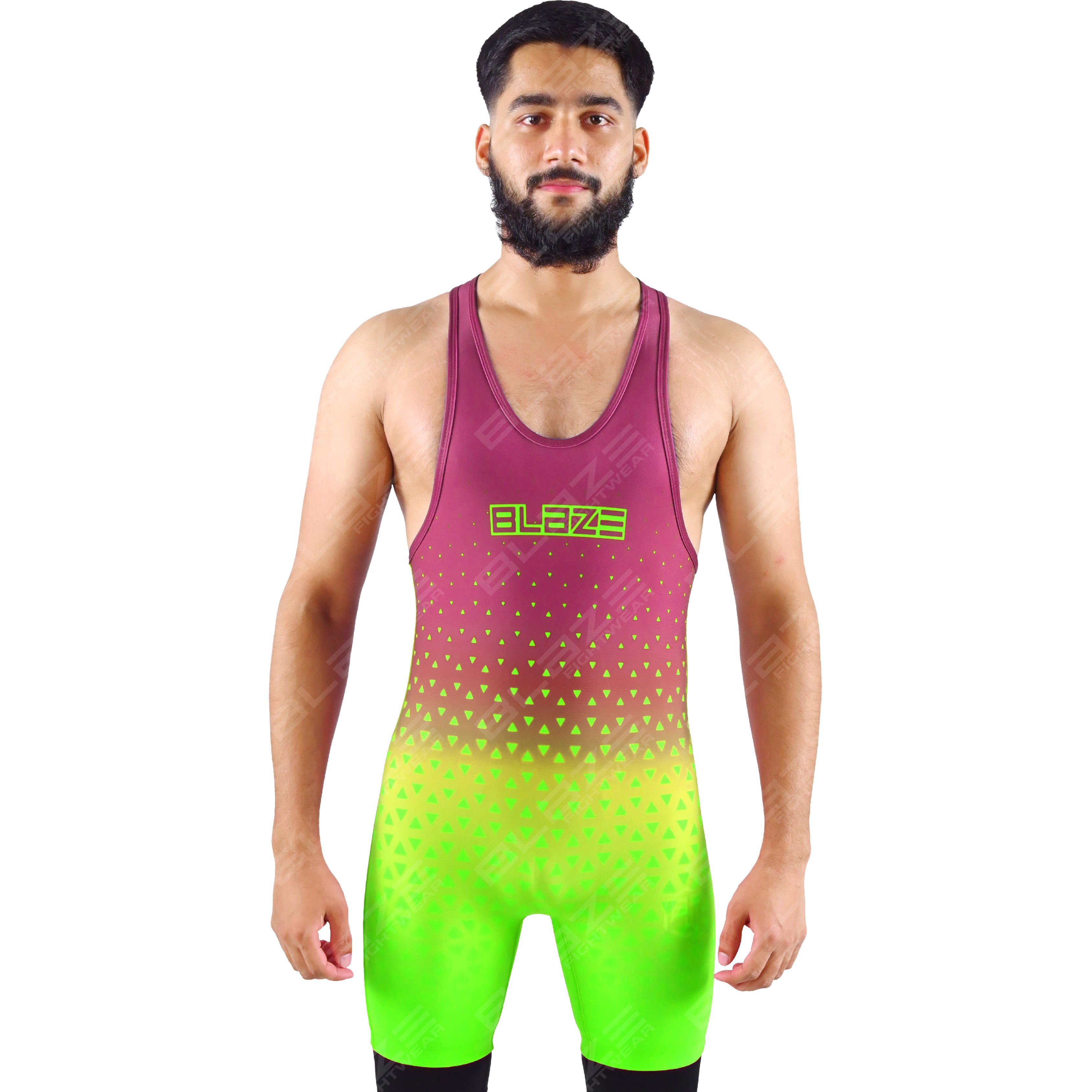  OEM men's high-elastic powerlifting singlet, one-piece attire with a sleek knitted finish.
