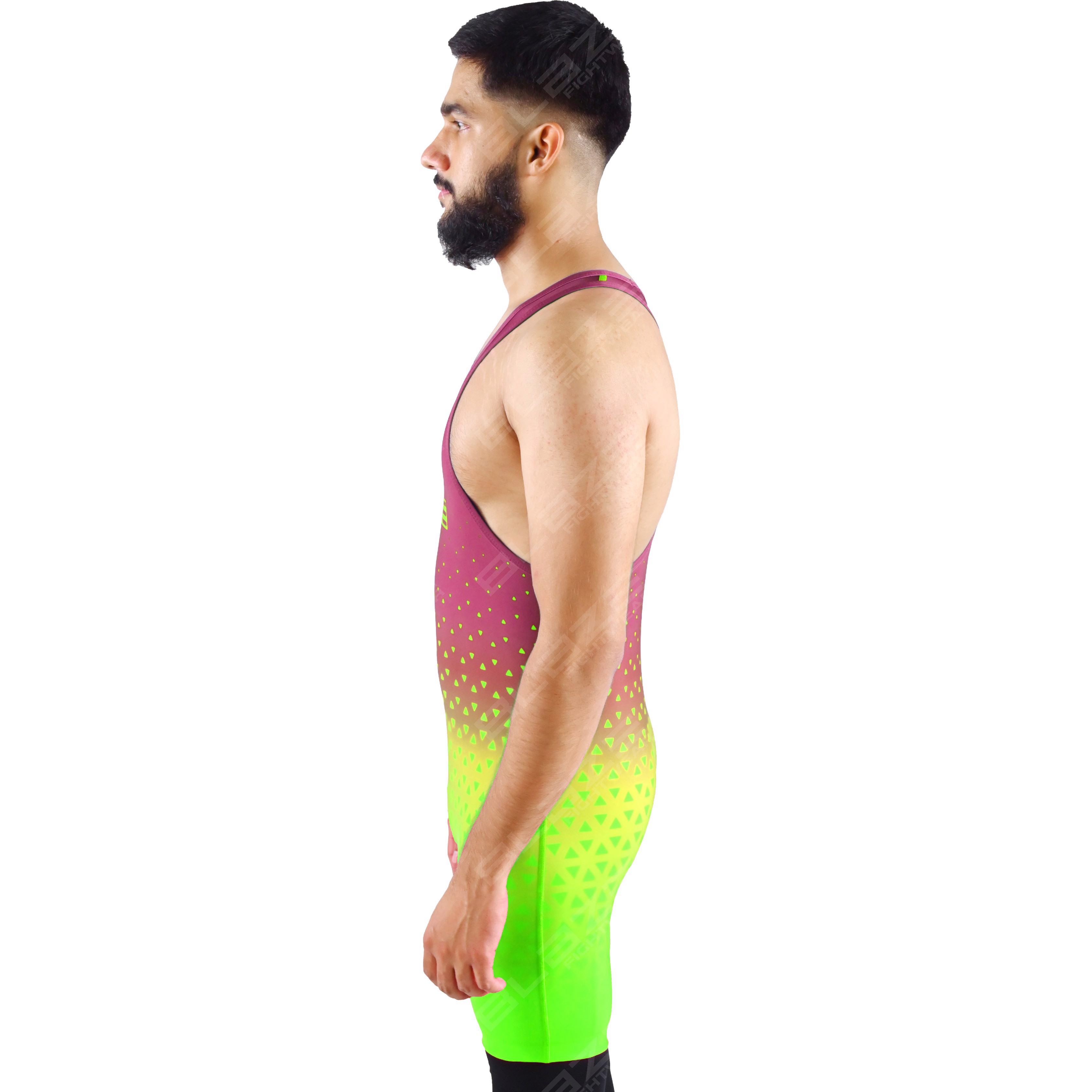  OEM men's high-elastic powerlifting singlet, one-piece attire with a sleek knitted finish. - view 3