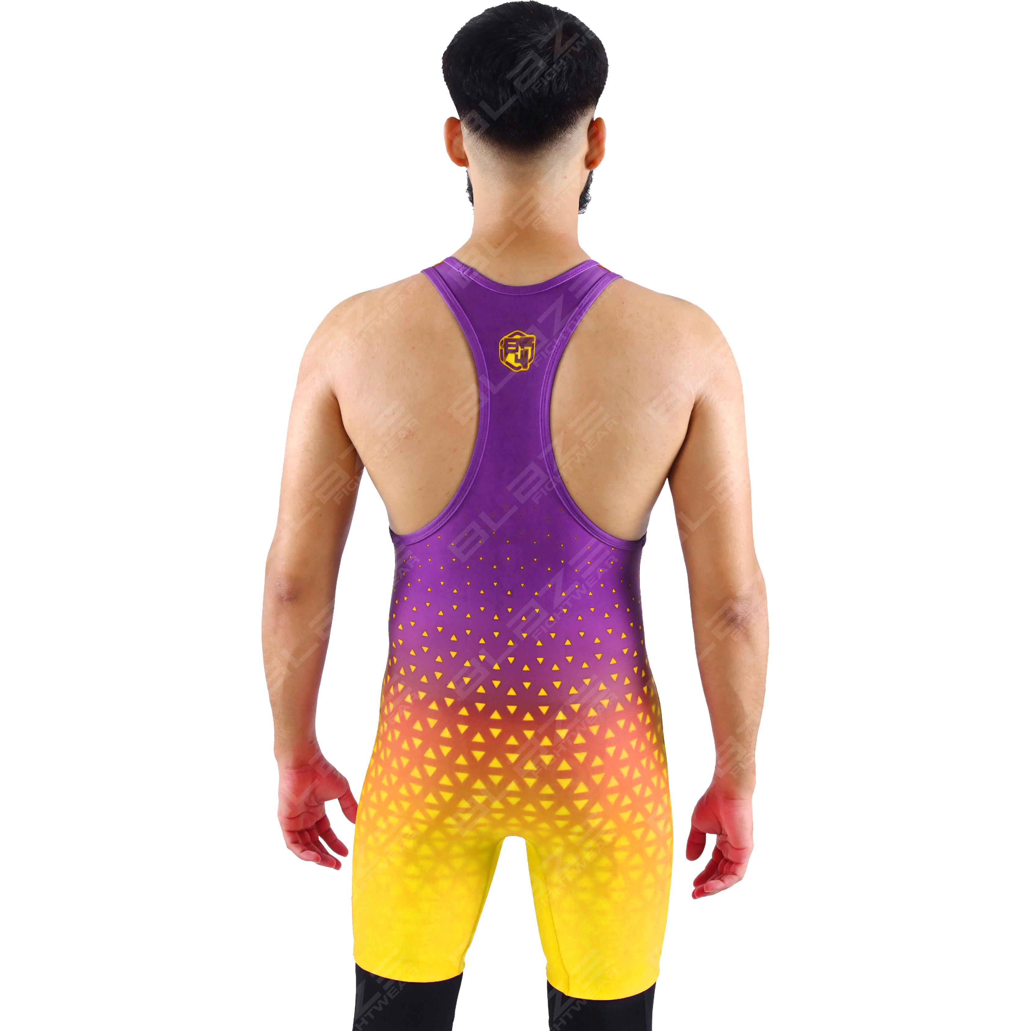 OEM men's high-stretch powerlifting singlet, one-piece outfit featuring a modern knitted finish. - view 2