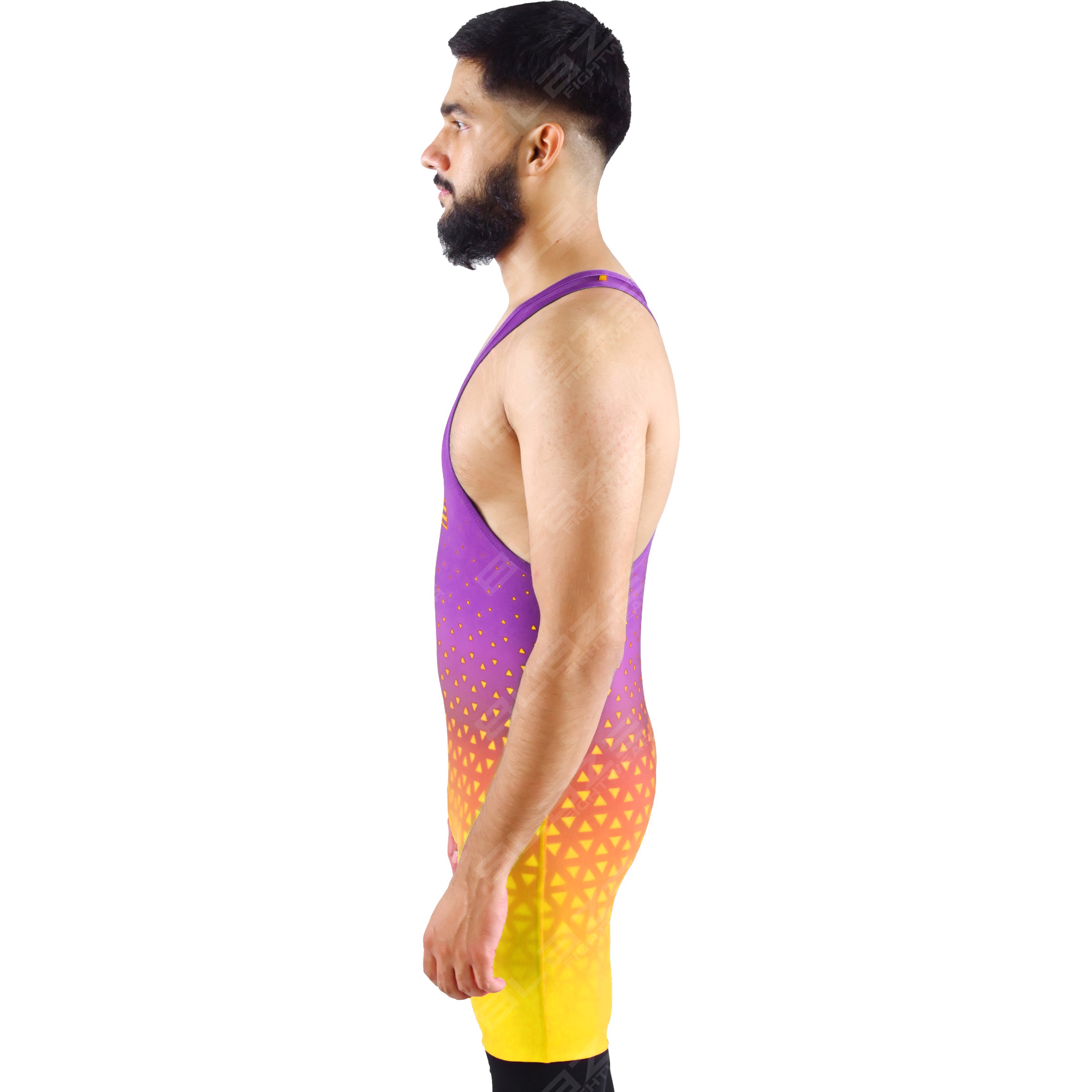 OEM men's high-stretch powerlifting singlet, one-piece outfit featuring a modern knitted finish. - view 3