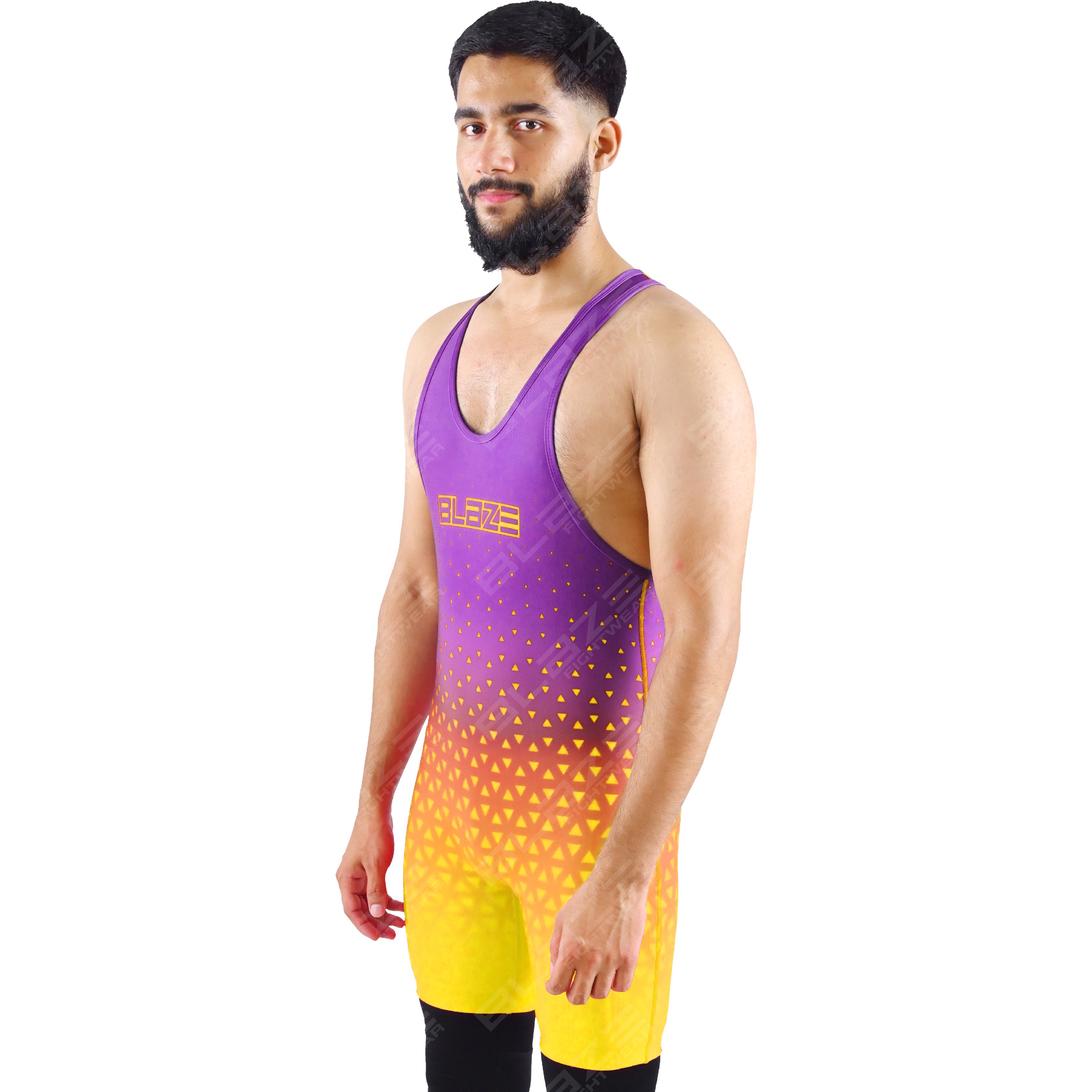 OEM men's high-stretch powerlifting singlet, one-piece outfit featuring a modern knitted finish. - view 4