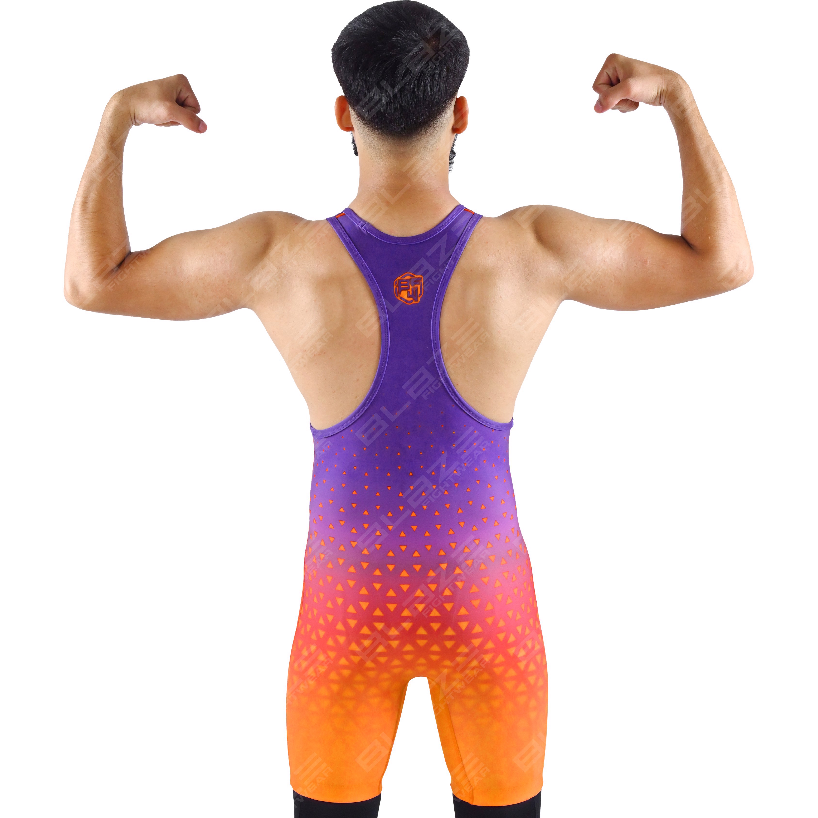  OEM men's high-elastic powerlifting singlet, one-piece style with an elegant knitted finish.