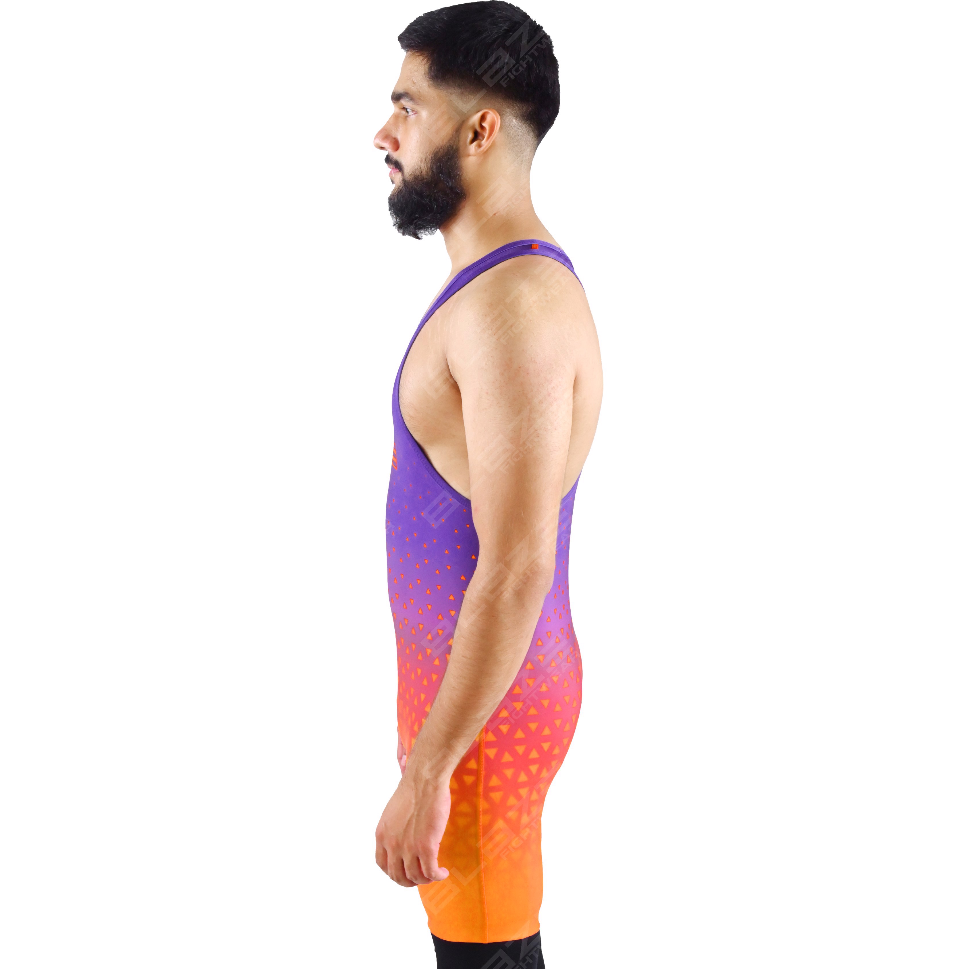  OEM men's high-elastic powerlifting singlet, one-piece style with an elegant knitted finish. - view 3