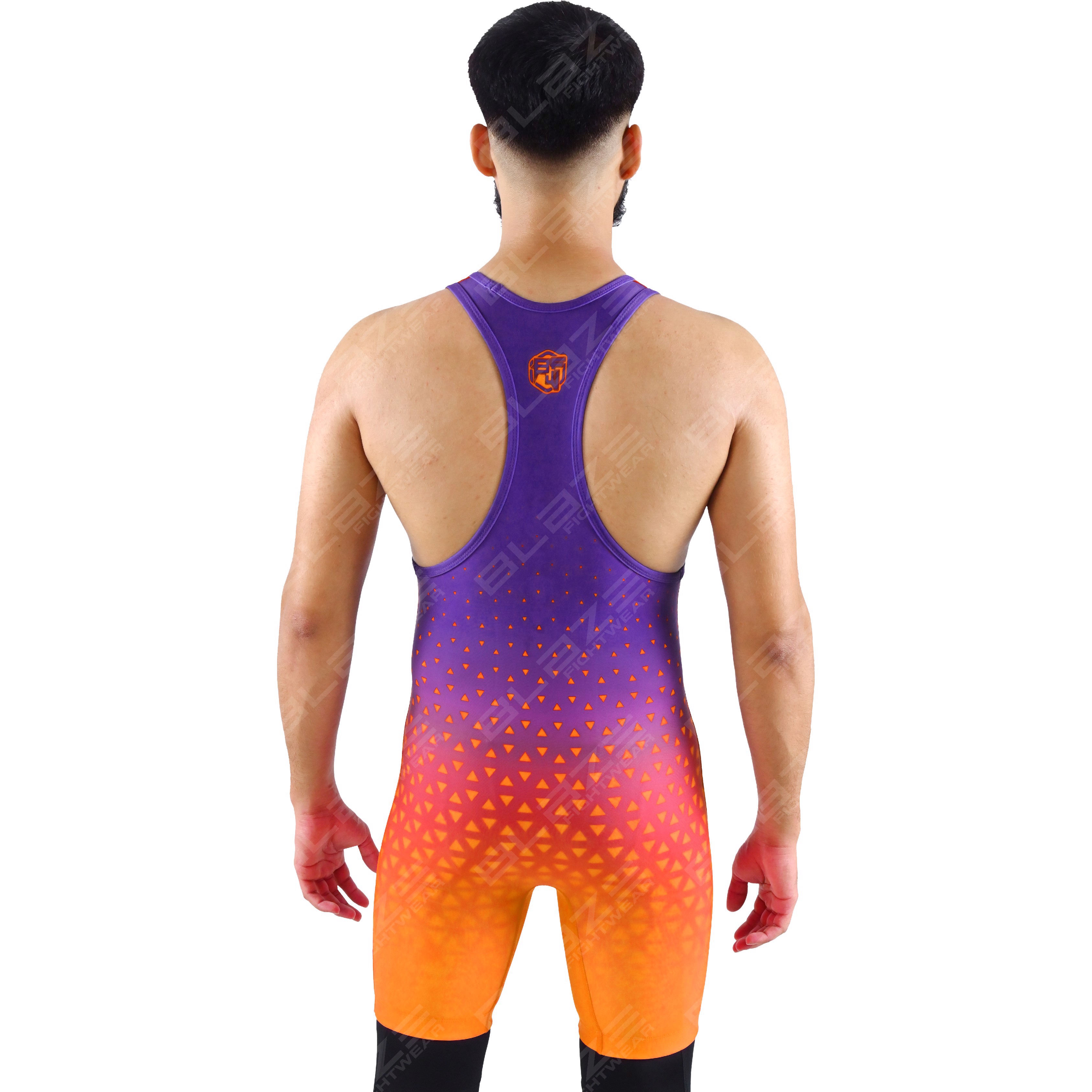  OEM men's high-elastic powerlifting singlet, one-piece style with an elegant knitted finish. - view 4